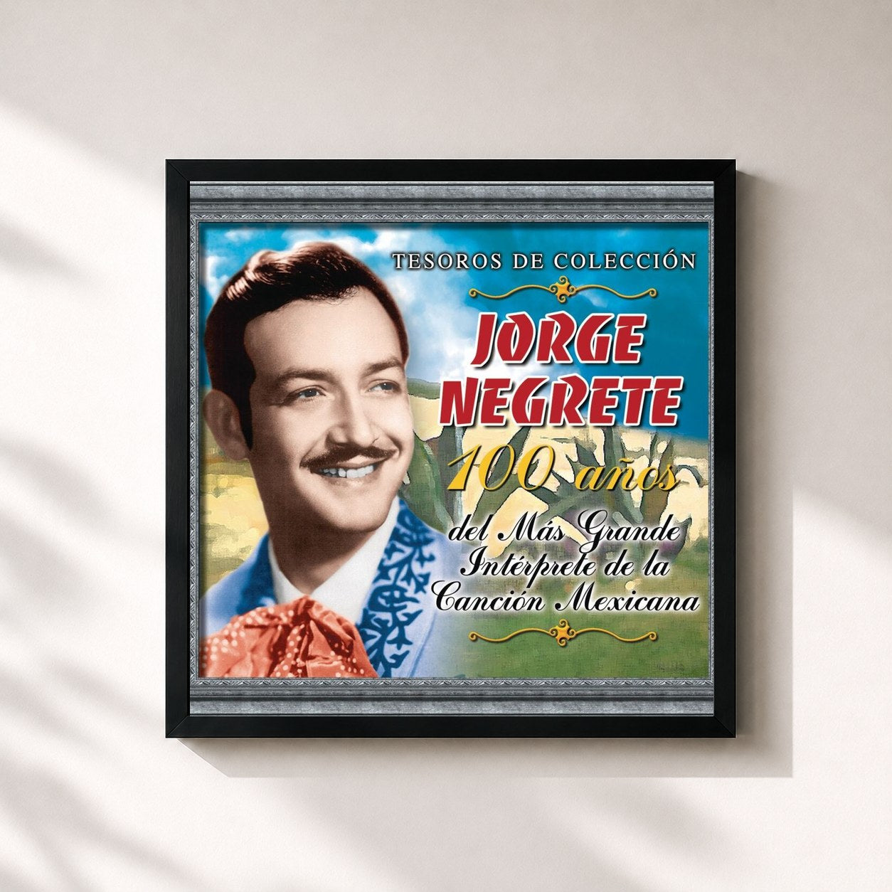 #noir Tableau carré de l'album Tesoros de Colección - Jorge Negrete - 100 Años Del Más Grande Intérprete... de Jorge Negrete, cadre noir 32x32 cm