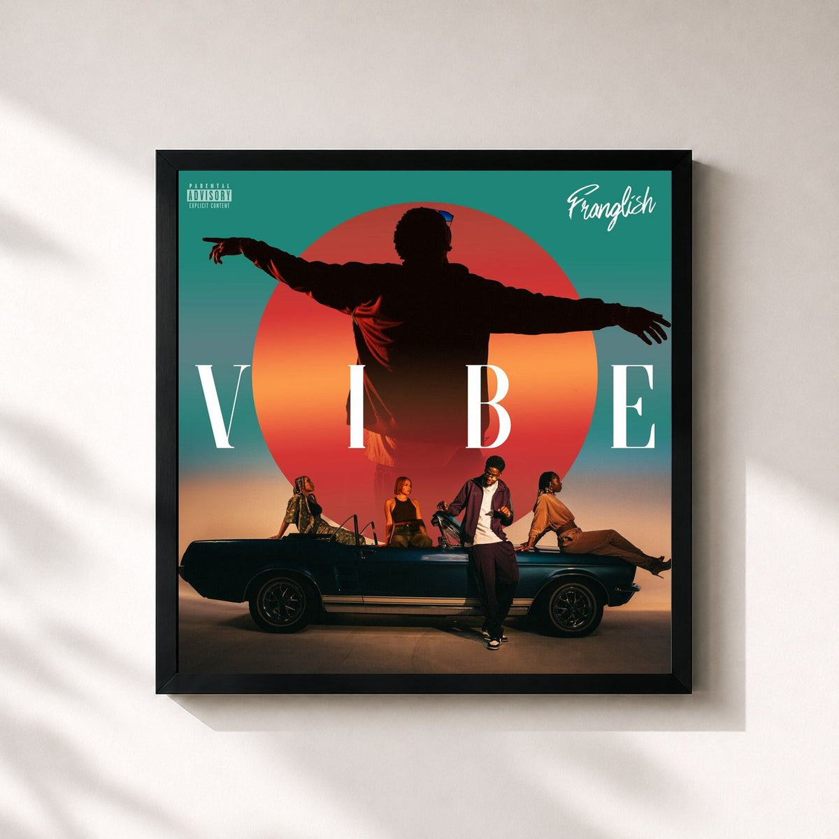 #noir Tableau carré de l'album Vibe de Franglish, cadre noir 32x32 cm