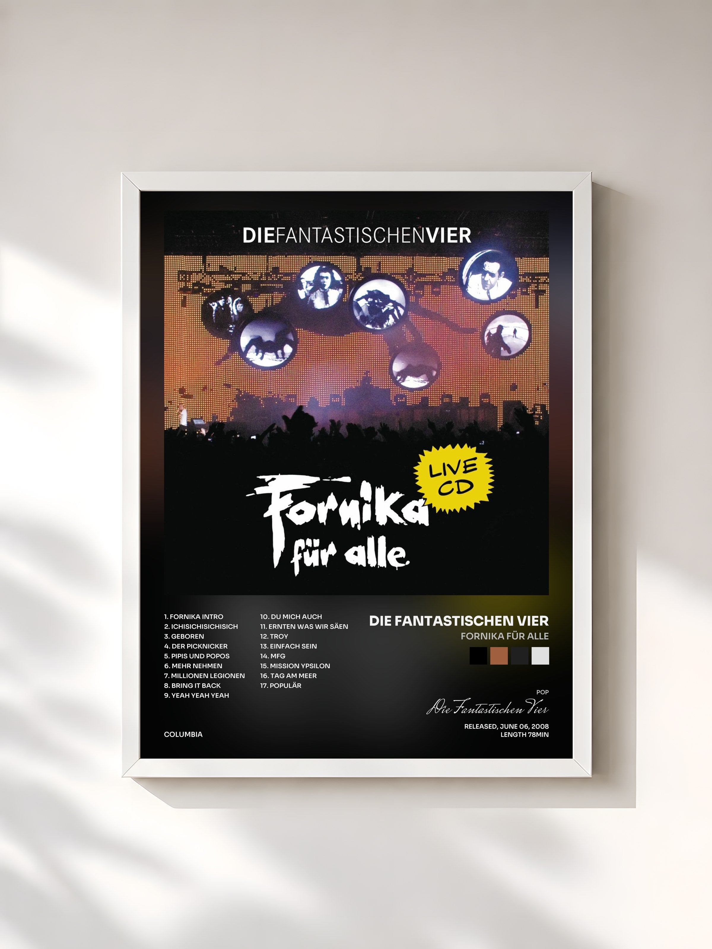 #blanc Tableau de l'album Fornika für alle de Die Fantastischen Vier, cadre blanc, imprimé et encadré en France