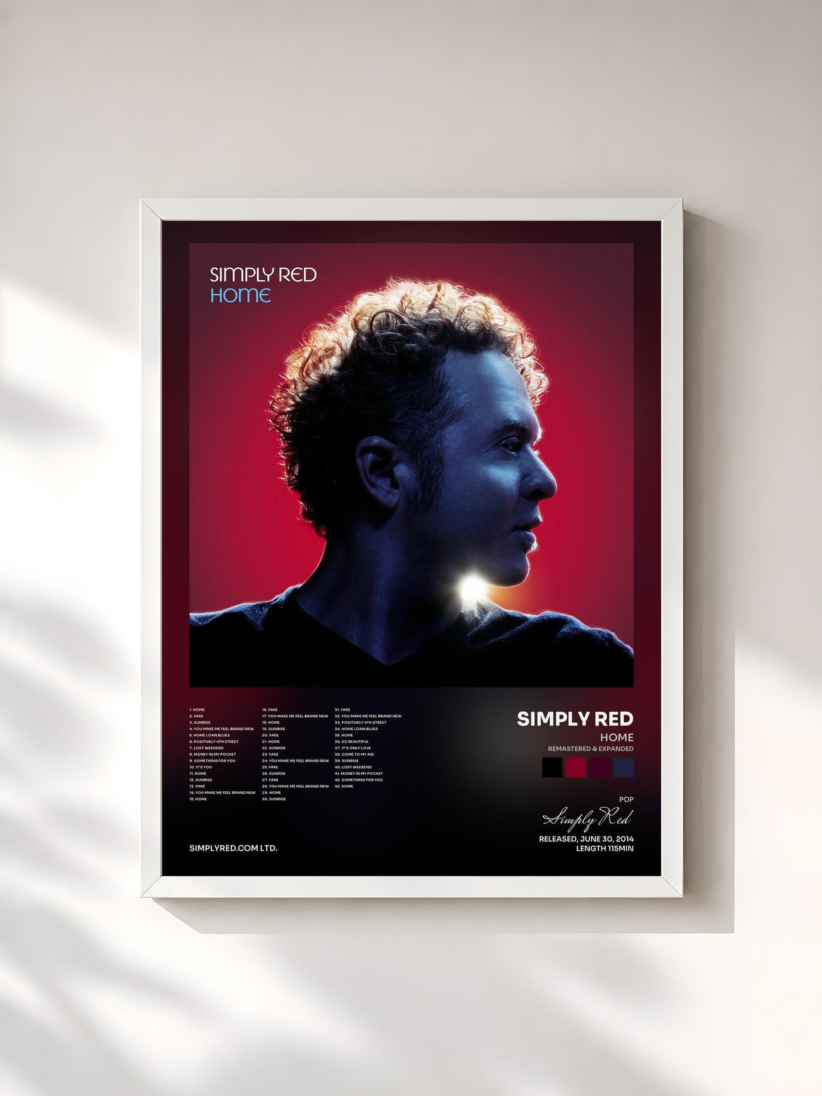 #blanc Home (Remastered & Expanded) by Simply Red as a framed art print, white frame, printed and framed in France