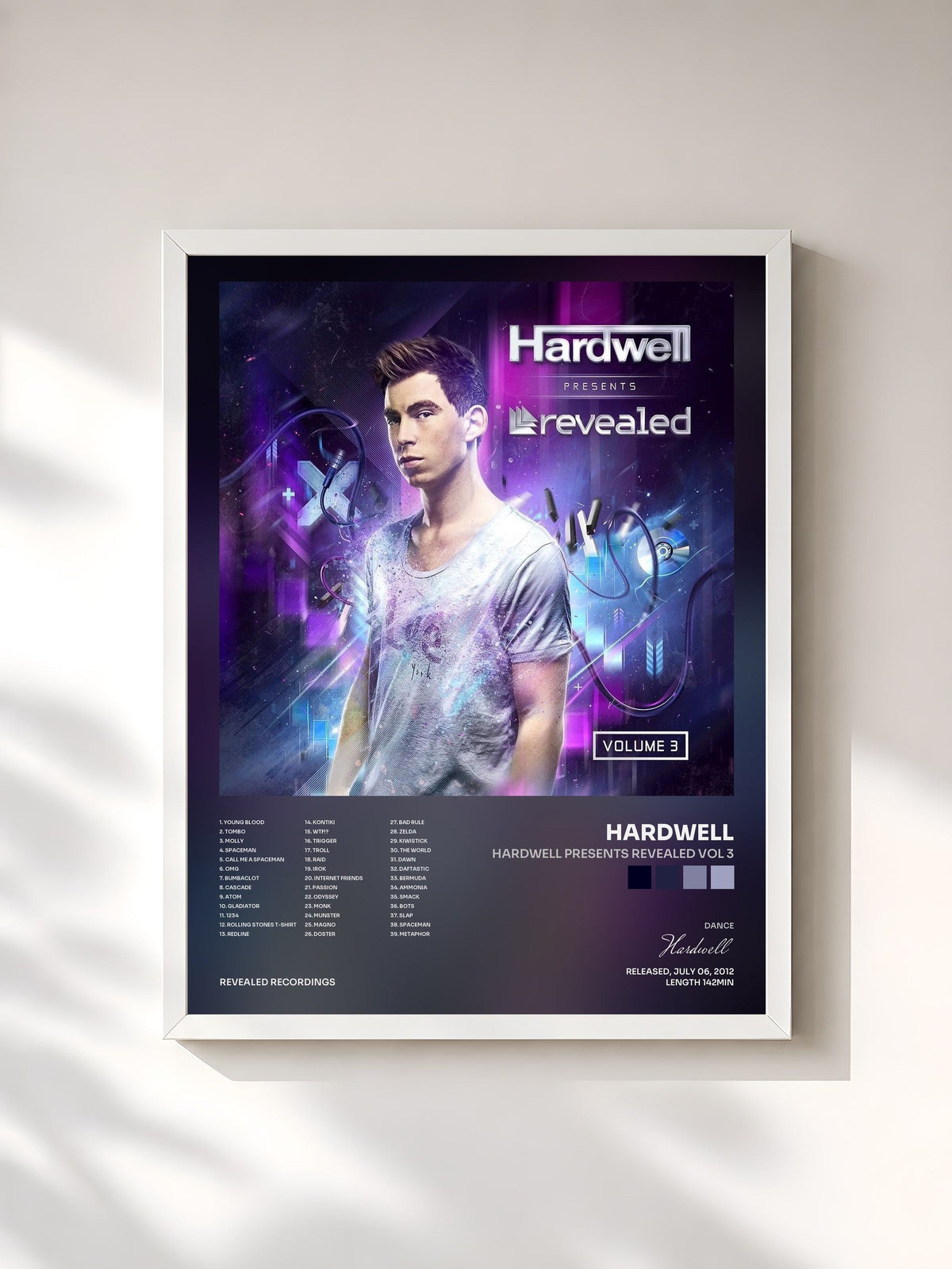 #blanc Tableau de l'album Hardwell Presents Revealed Vol 3 de Hardwell, cadre blanc, imprimé et encadré en France