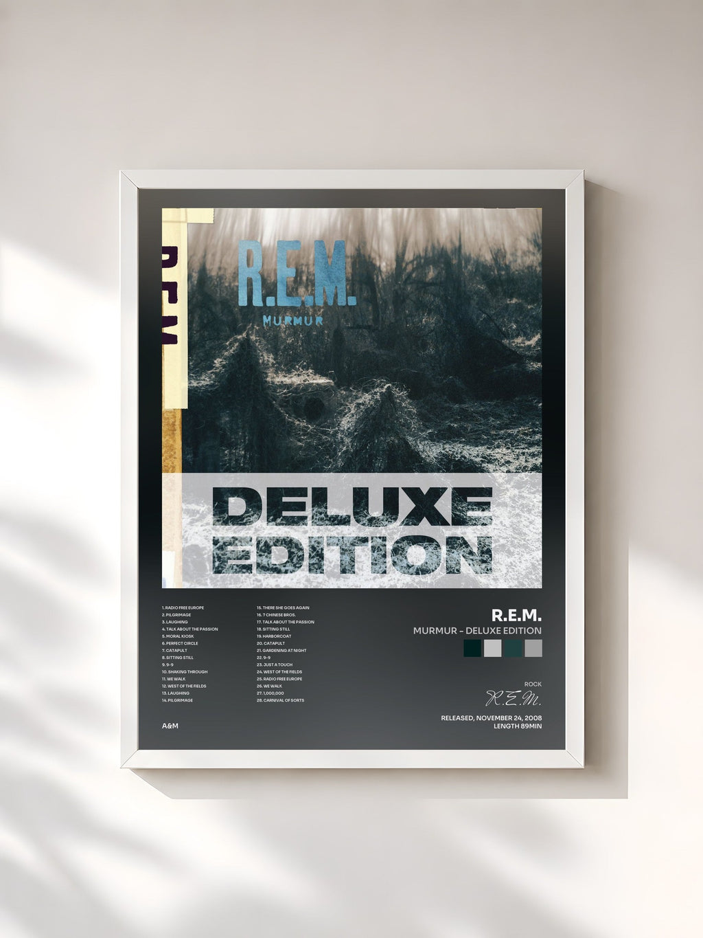 #blanc Tableau de l'album Murmur - Deluxe Edition de R.E.M., cadre blanc, imprimé et encadré en France