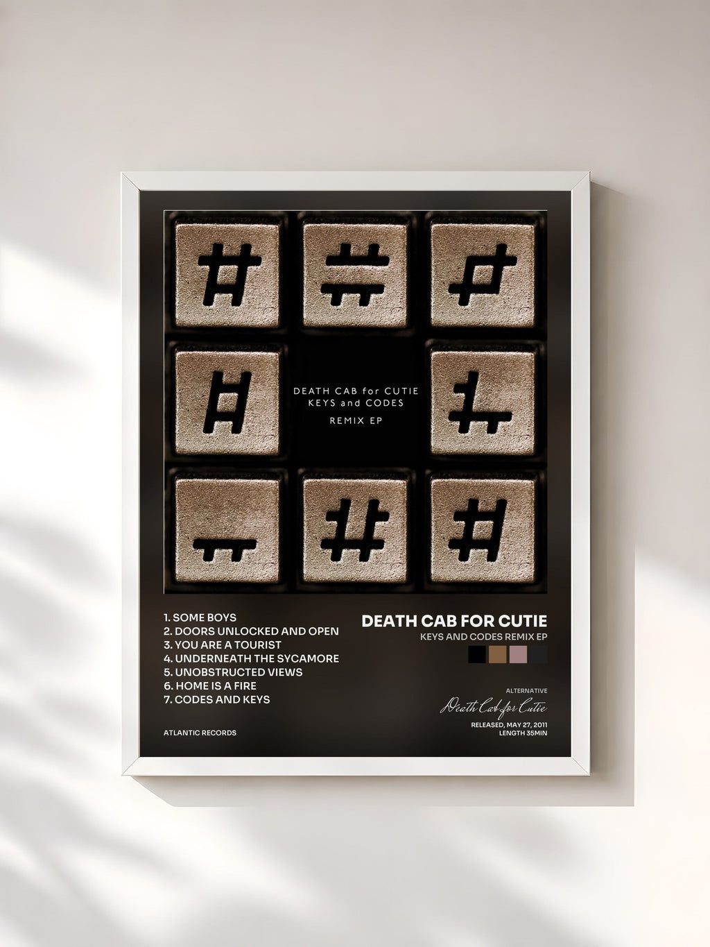 #blanc Keys and Codes Remix EP von Death Cab for Cutie als gerahmter Kunstdruck, weißer Rahmen, gedruckt und gerahmt in Frankreich