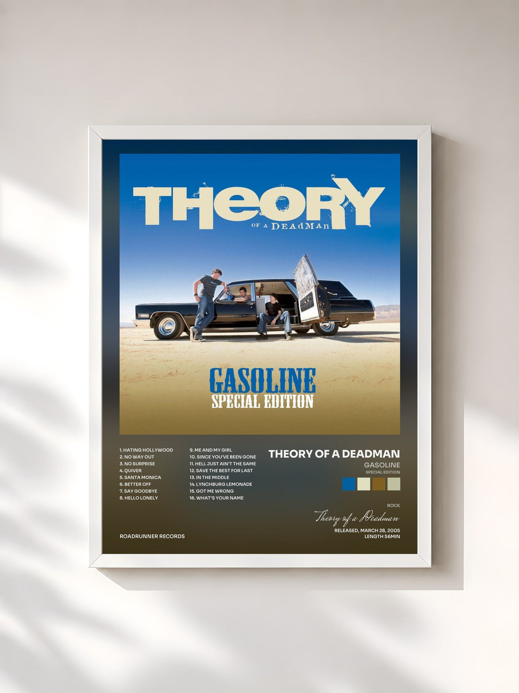 #blanc Gasoline (Special Edition) by Theory of a Deadman as a framed art print, white frame, printed and framed in France
