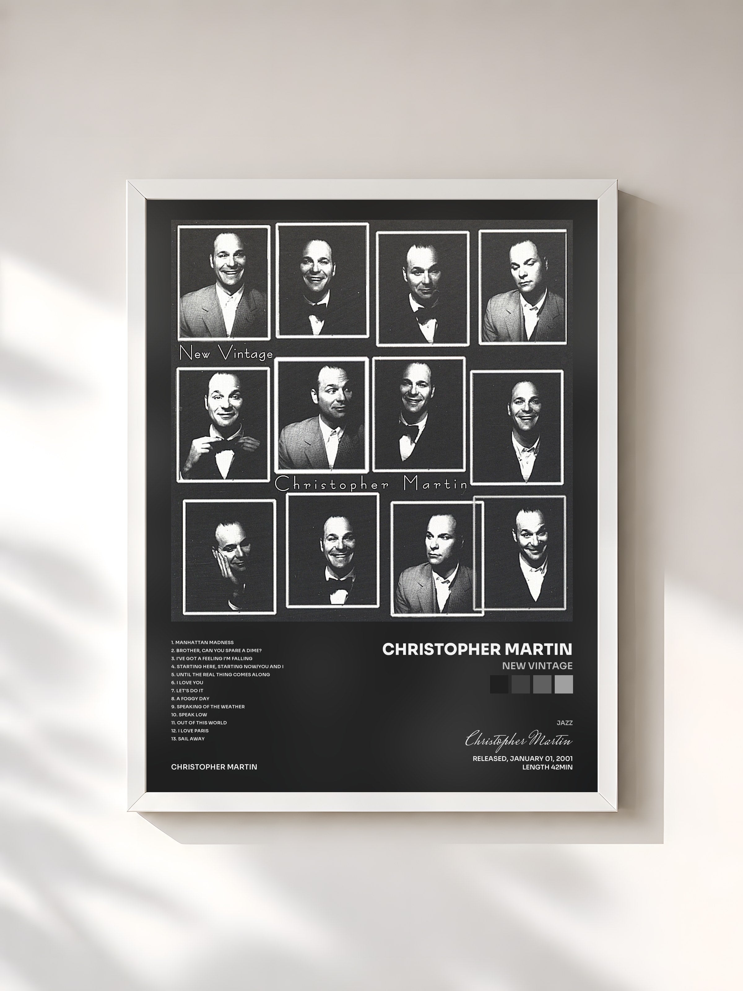 #blanc Tableau de l'album New Vintage de Christopher Martin, cadre blanc, imprimé et encadré en France