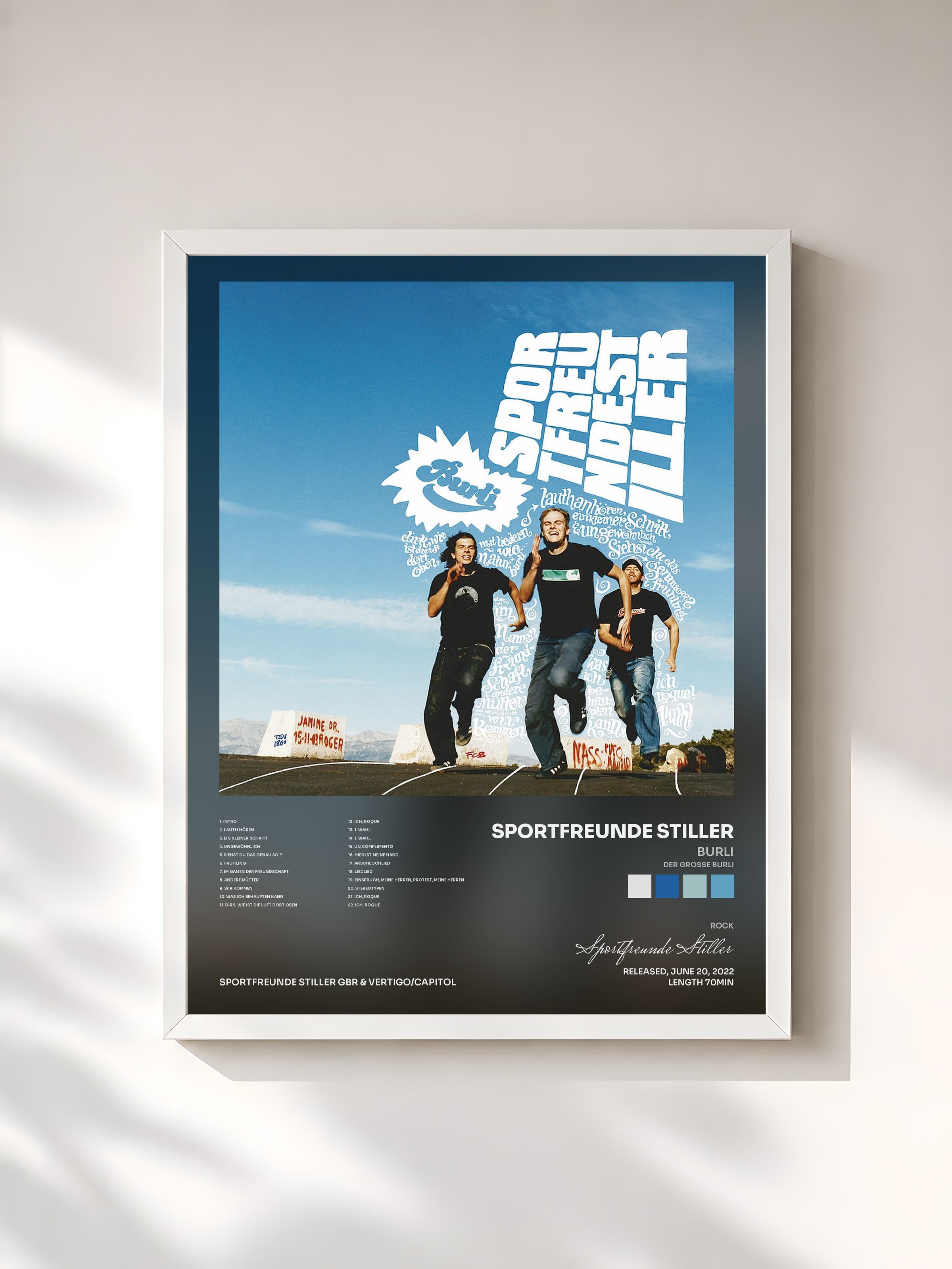 #blanc Tableau de l'album Burli (Der große Burli) de Sportfreunde Stiller, cadre blanc, imprimé et encadré en France