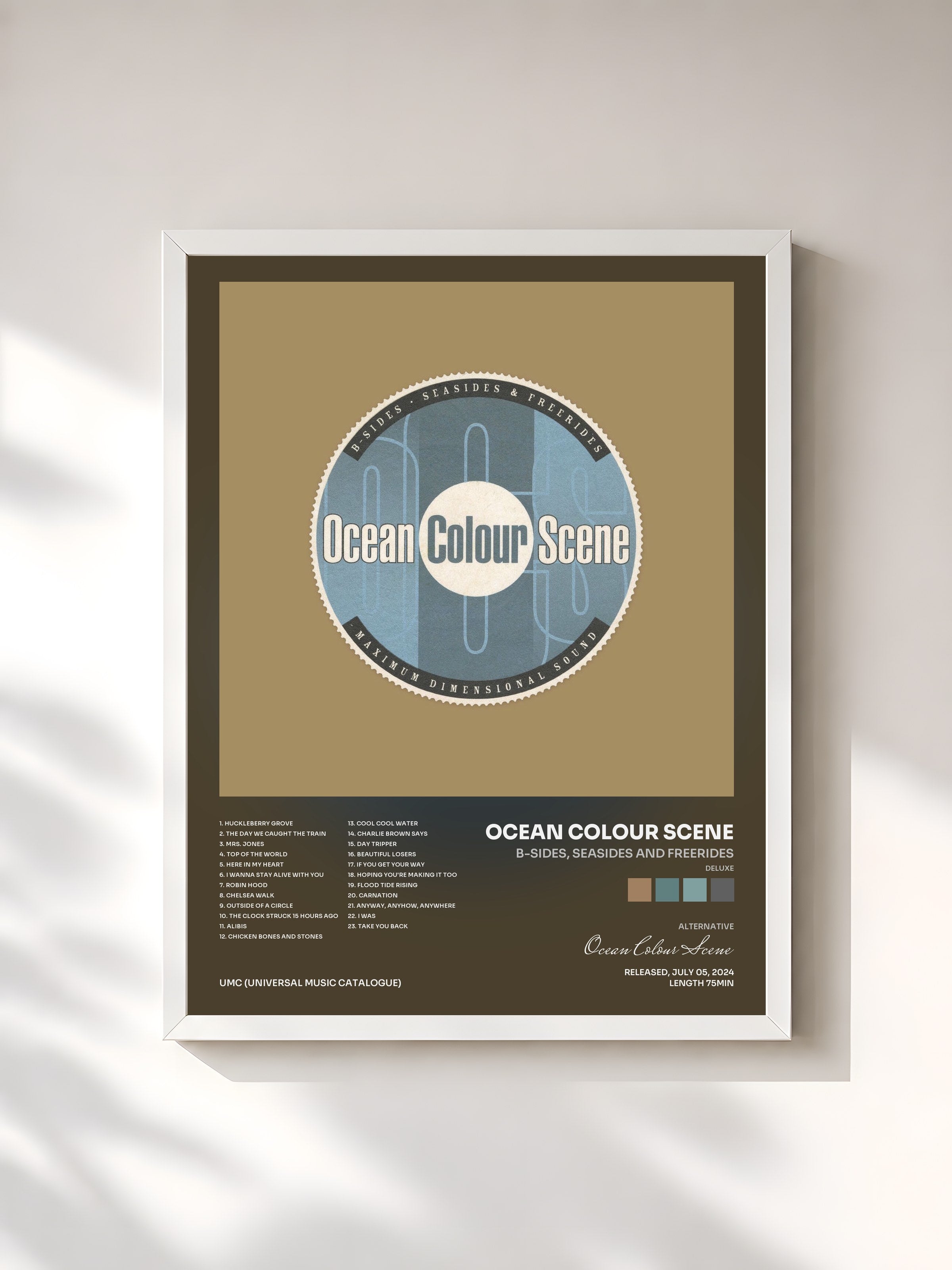 #blanc Tableau de l'album B-Sides, Seasides And Freerides (Deluxe) de Ocean Colour Scene, cadre blanc, imprimé et encadré en France