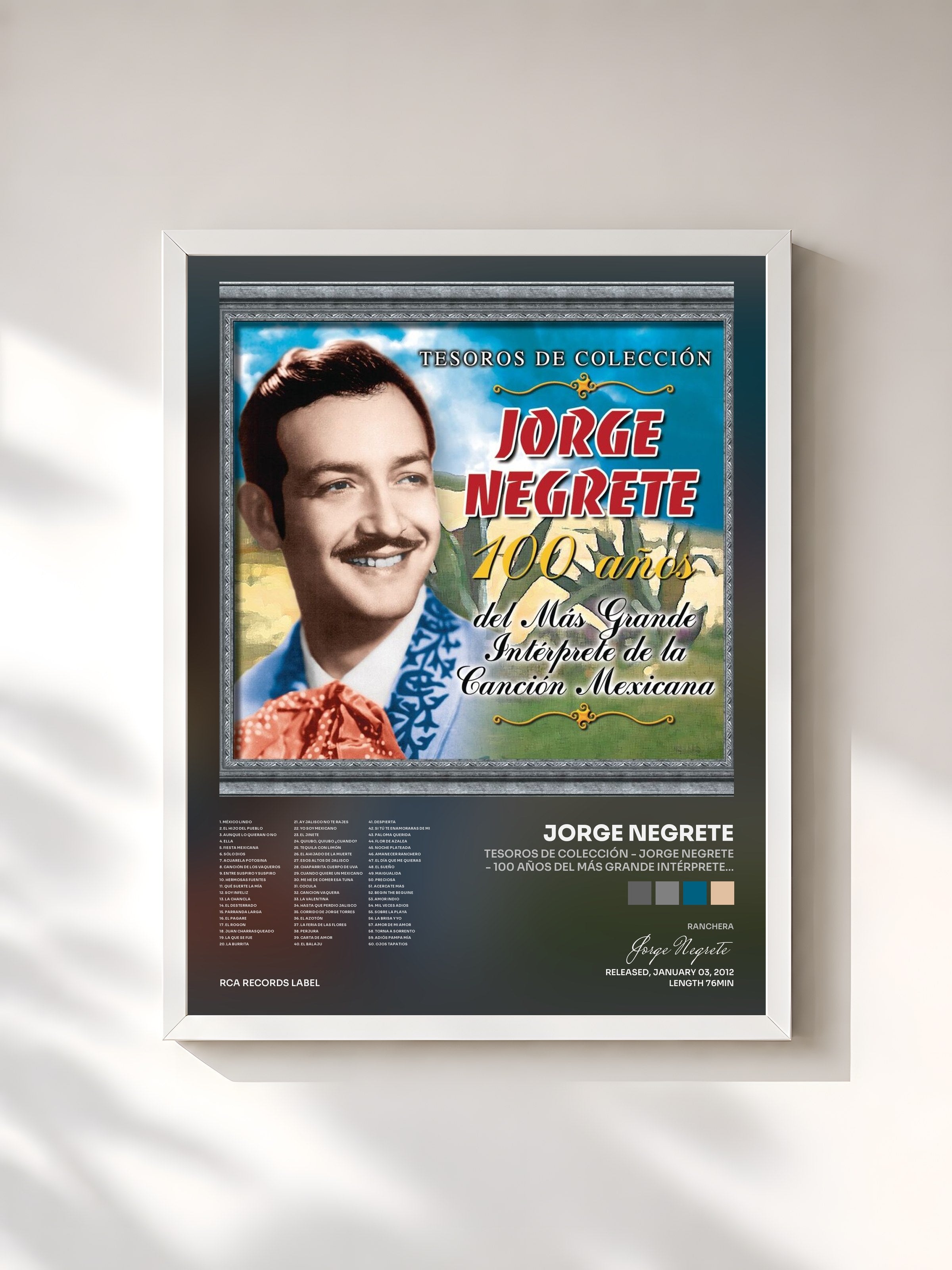 #blanc Tableau de l'album Tesoros de Colección - Jorge Negrete - 100 Años Del Más Grande Intérprete... de Jorge Negrete, cadre blanc, imprimé et encadré en France