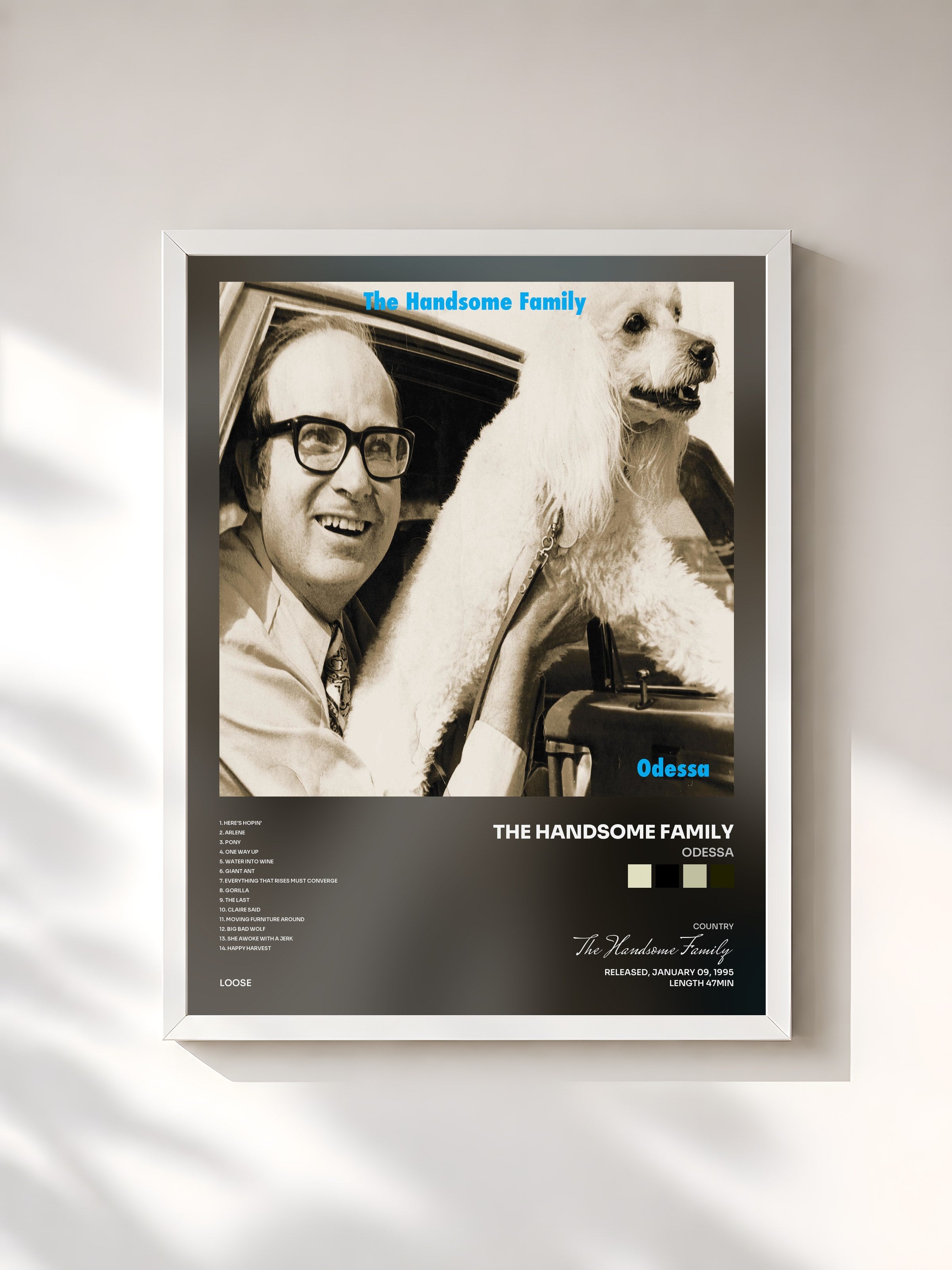 #blanc Tableau de l'album Odessa de The Handsome Family, cadre blanc, imprimé et encadré en France