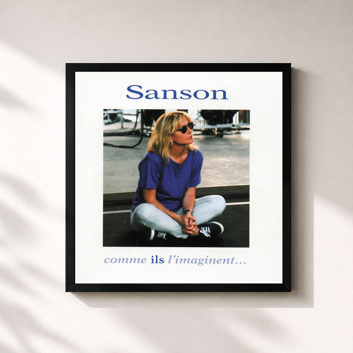 #noir Sanson comme ils l'imaginent di Véronique Sanson in stampa quadrata incorniciata, cornice nera 32x32 cm