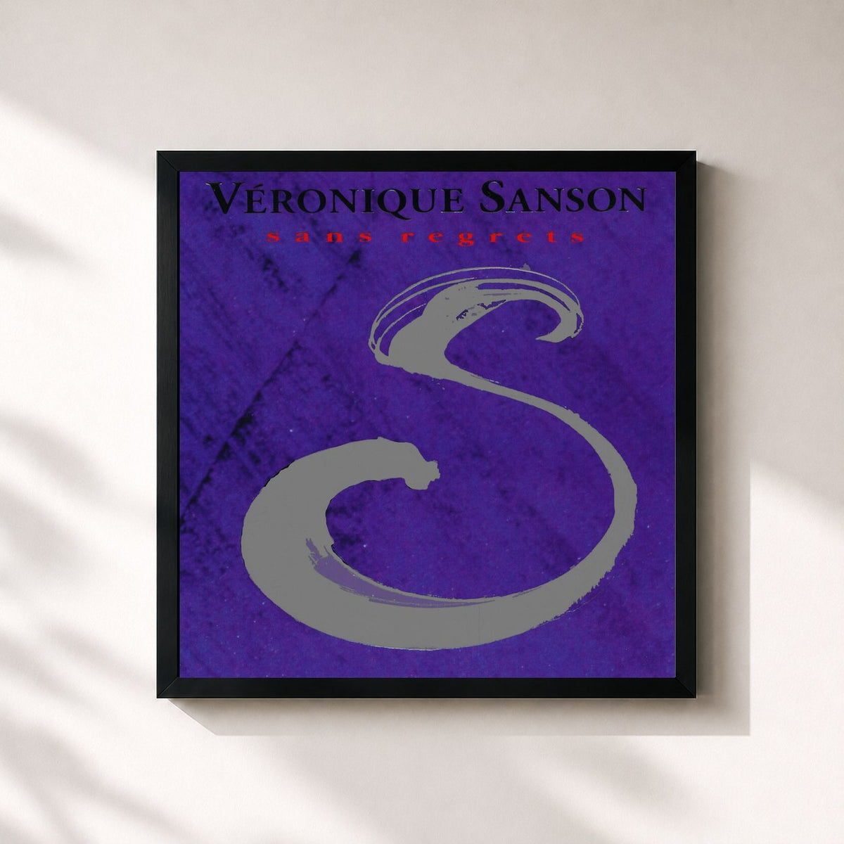 #noir Sans regrets (Remasterisé en 2008) di Véronique Sanson in stampa quadrata incorniciata, cornice nera 32x32 cm