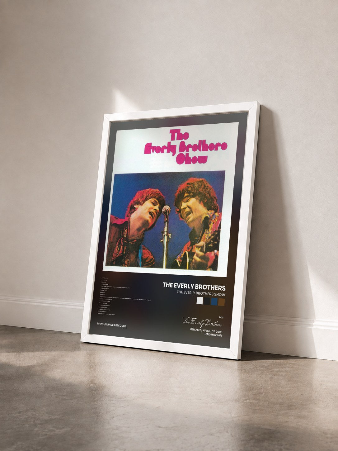 #blanc Tableau de l'album The Everly Brothers Show de The Everly Brothers vu de trois quarts, cadre blanc