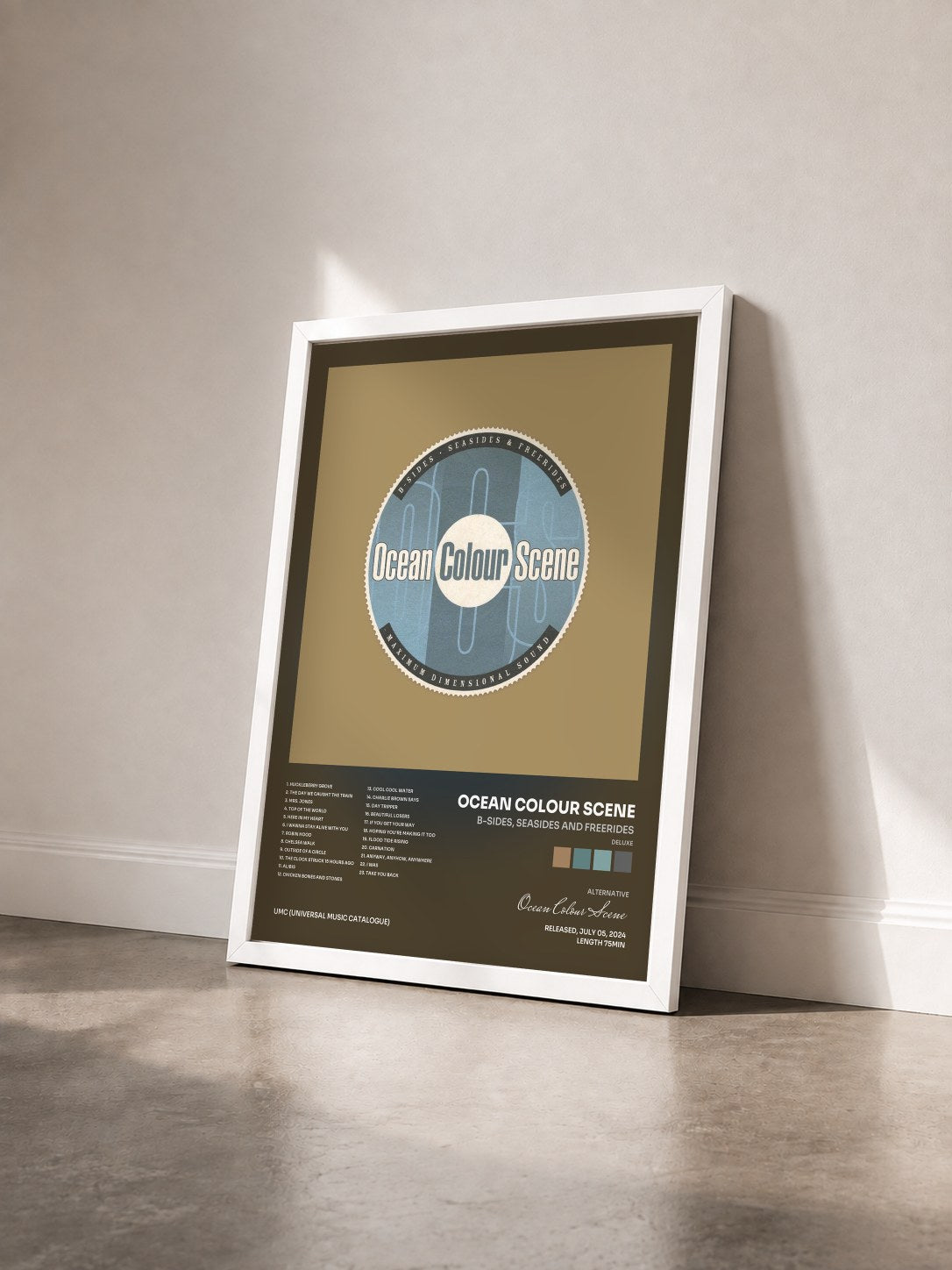 #blanc Tableau de l'album B-Sides, Seasides And Freerides (Deluxe) de Ocean Colour Scene vu de trois quarts, cadre blanc