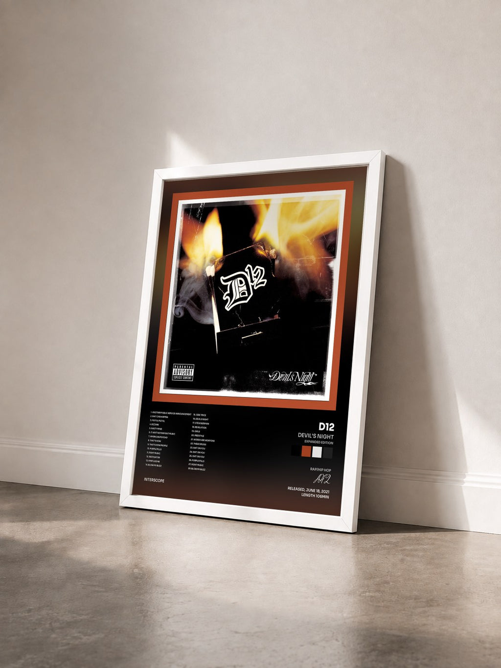 #blanc Tableau de l'album Devil's Night (Expanded Edition) de D12 vu de trois quarts, cadre blanc