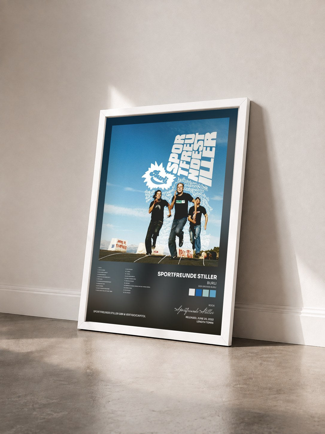 #blanc Tableau de l'album Burli (Der große Burli) de Sportfreunde Stiller vu de trois quarts, cadre blanc