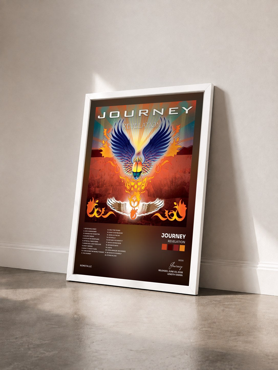 #blanc Tableau de l'album Revelation de Journey vu de trois quarts, cadre blanc