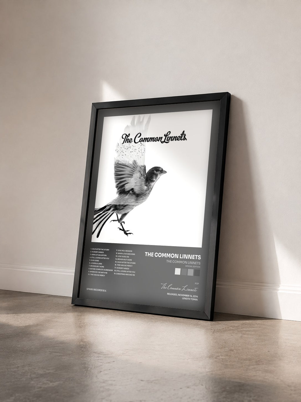 #noir Tableau de l'album The Common Linnets (Special Edition) de The Common Linnets vu de trois quarts, cadre noir