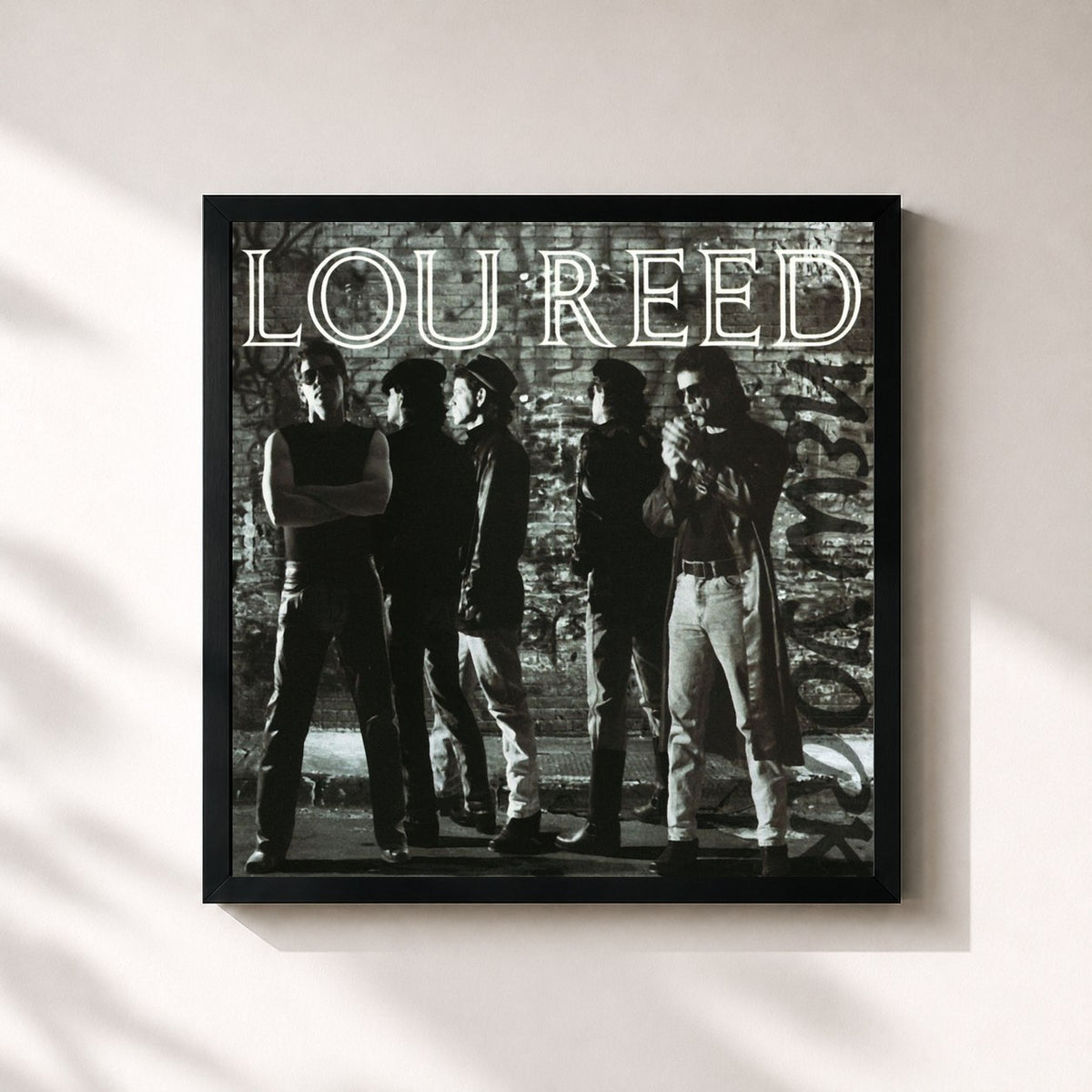 #noir Tableau carré de l'album New York de Lou Reed, cadre noir 32x32 cm