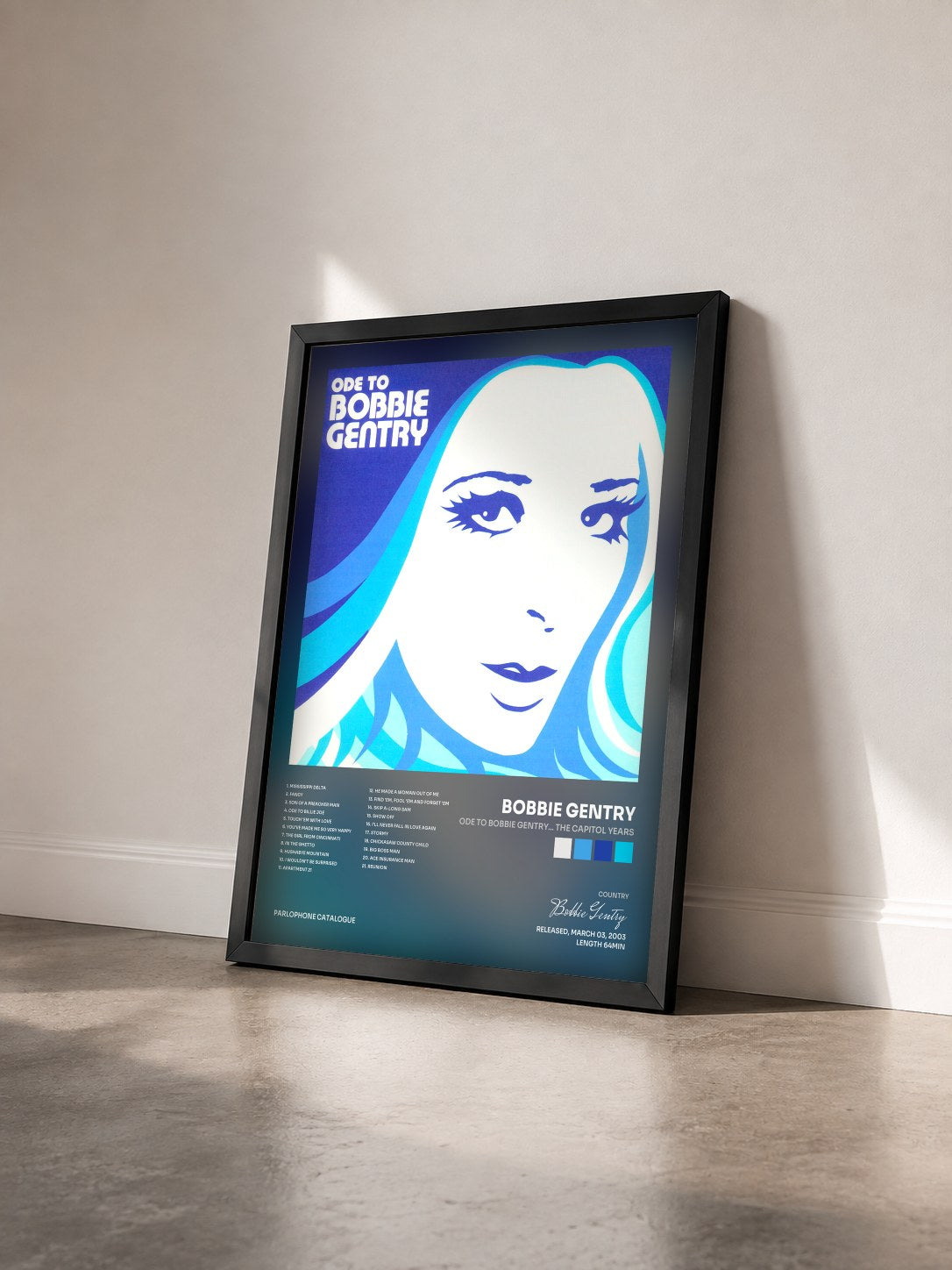 #noir Tableau de l'album Ode To Bobbie Gentry... The Capitol Years de Bobbie Gentry vu de trois quarts, cadre noir