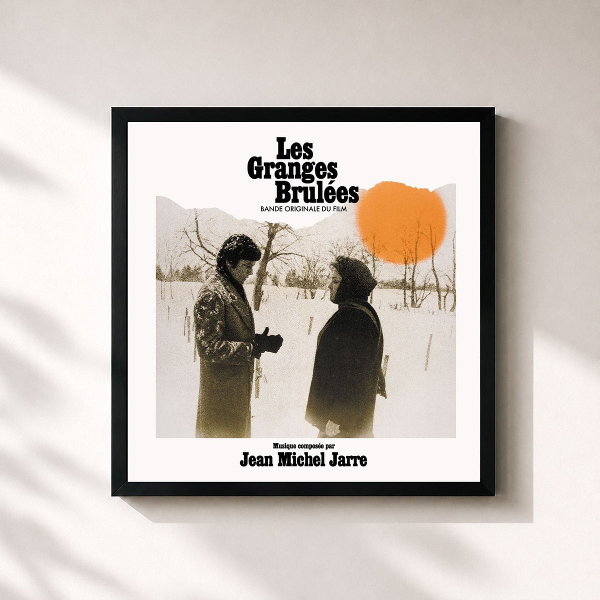 #noir Tableau carré de l'album Les granges brûlées (Original Motion Picture Soundtrack) de Jean-Michel Jarre, cadre noir 32x32 cm