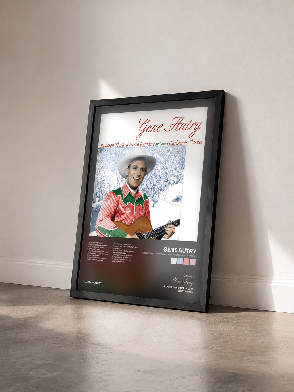 #noir Tableau de l'album Rudolph The Red Nosed Reindeer And Other Christmas Classics de Gene Autry vu de trois quarts, cadre noir