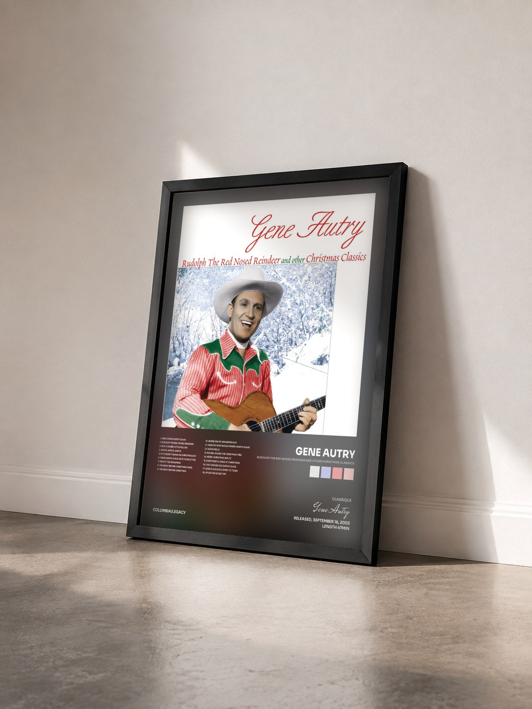 #noir Tableau de l'album Rudolph The Red Nosed Reindeer And Other Christmas Classics de Gene Autry vu de trois quarts, cadre noir