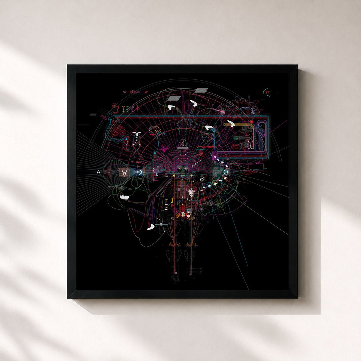 #noir Tableau carré de l'album On Being Remixes de Max Cooper, cadre noir 32x32 cm