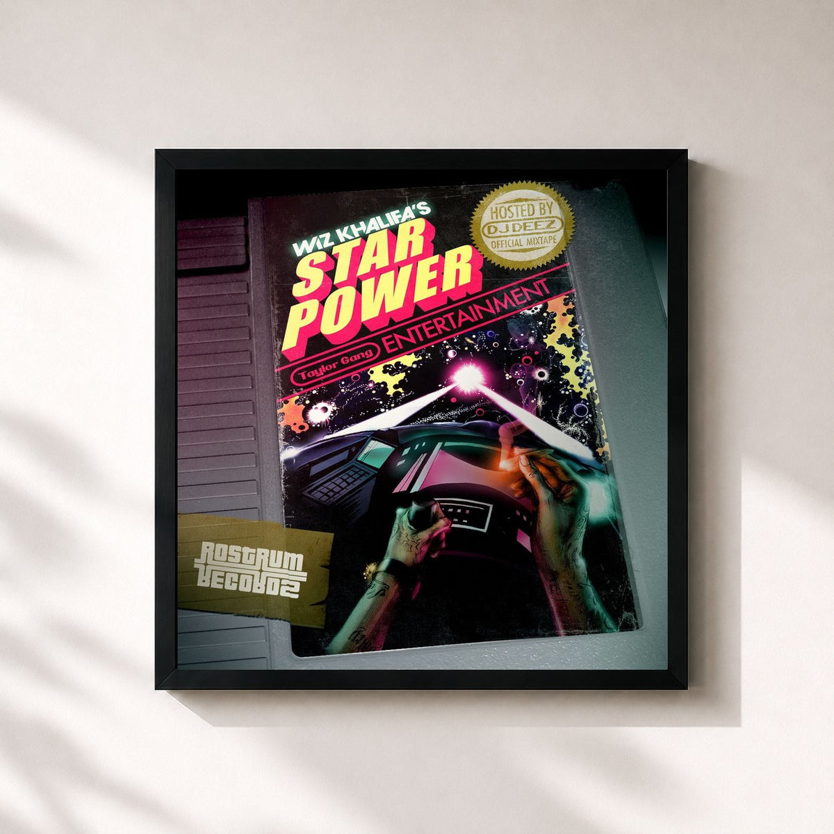#noir Tableau carré de l'album Star Power de Wiz Khalifa, cadre noir 32x32 cm