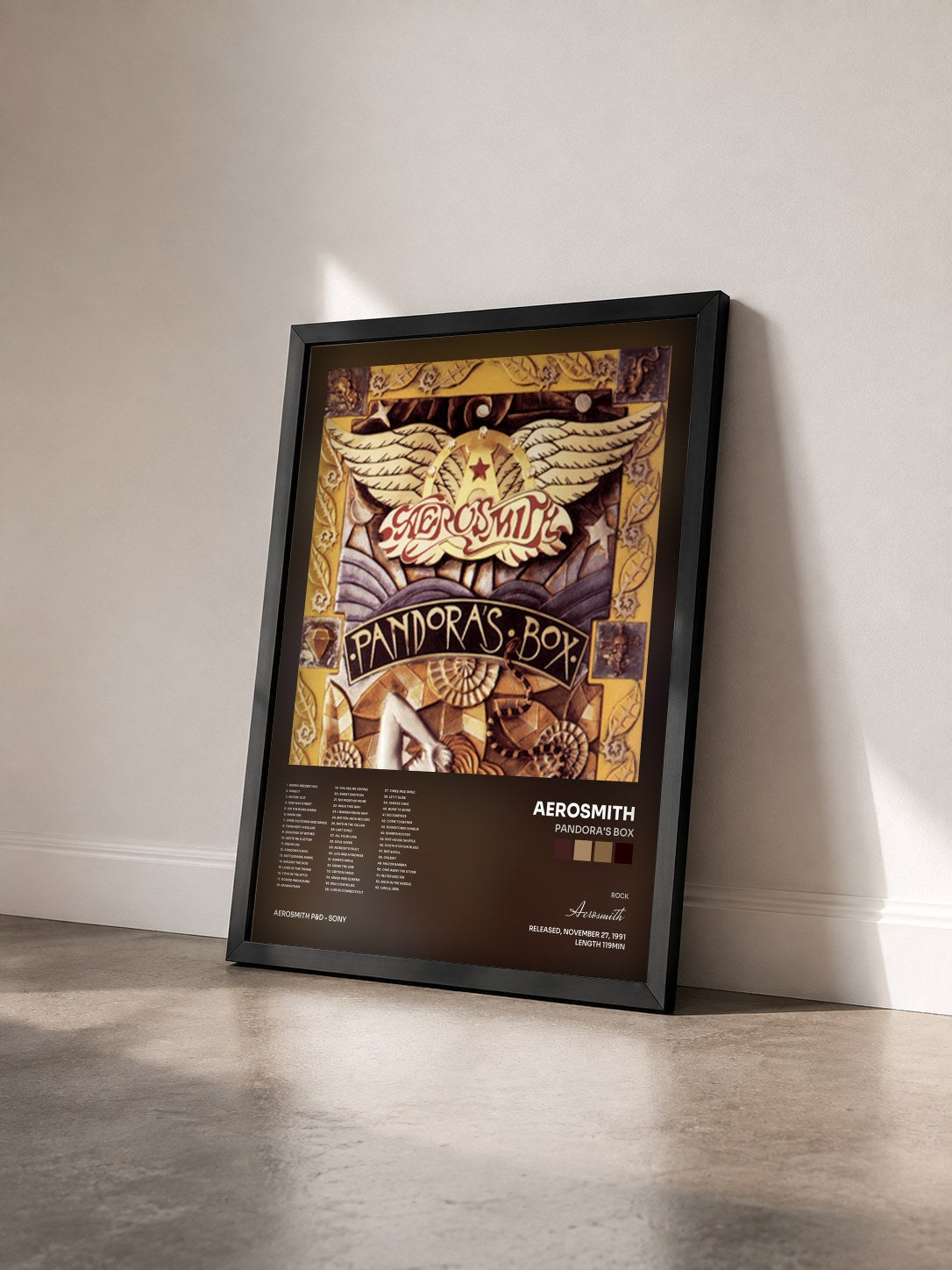 #noir Tableau de l'album Pandora's Box de Aerosmith vu de trois quarts, cadre noir