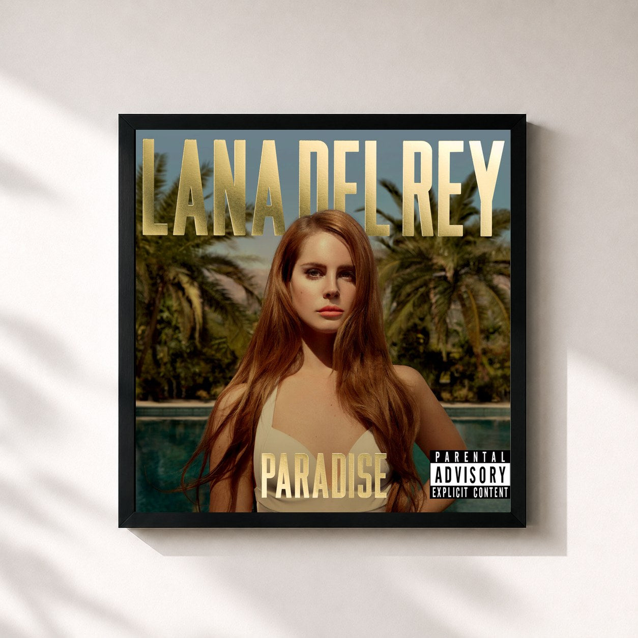 #noir Tableau carré de l'album Paradise de Lana Del Rey, cadre noir 32x32 cm