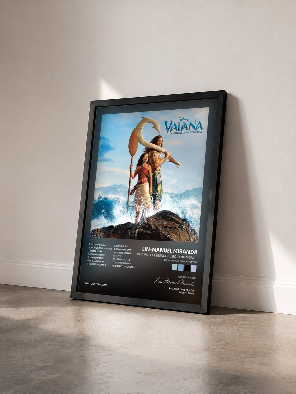 #noir Vaiana - La Légende du Bout du Monde (Bande Originale Française du Film) by Lin-Manuel Miranda as a framed art print seen at an angle, black frame
