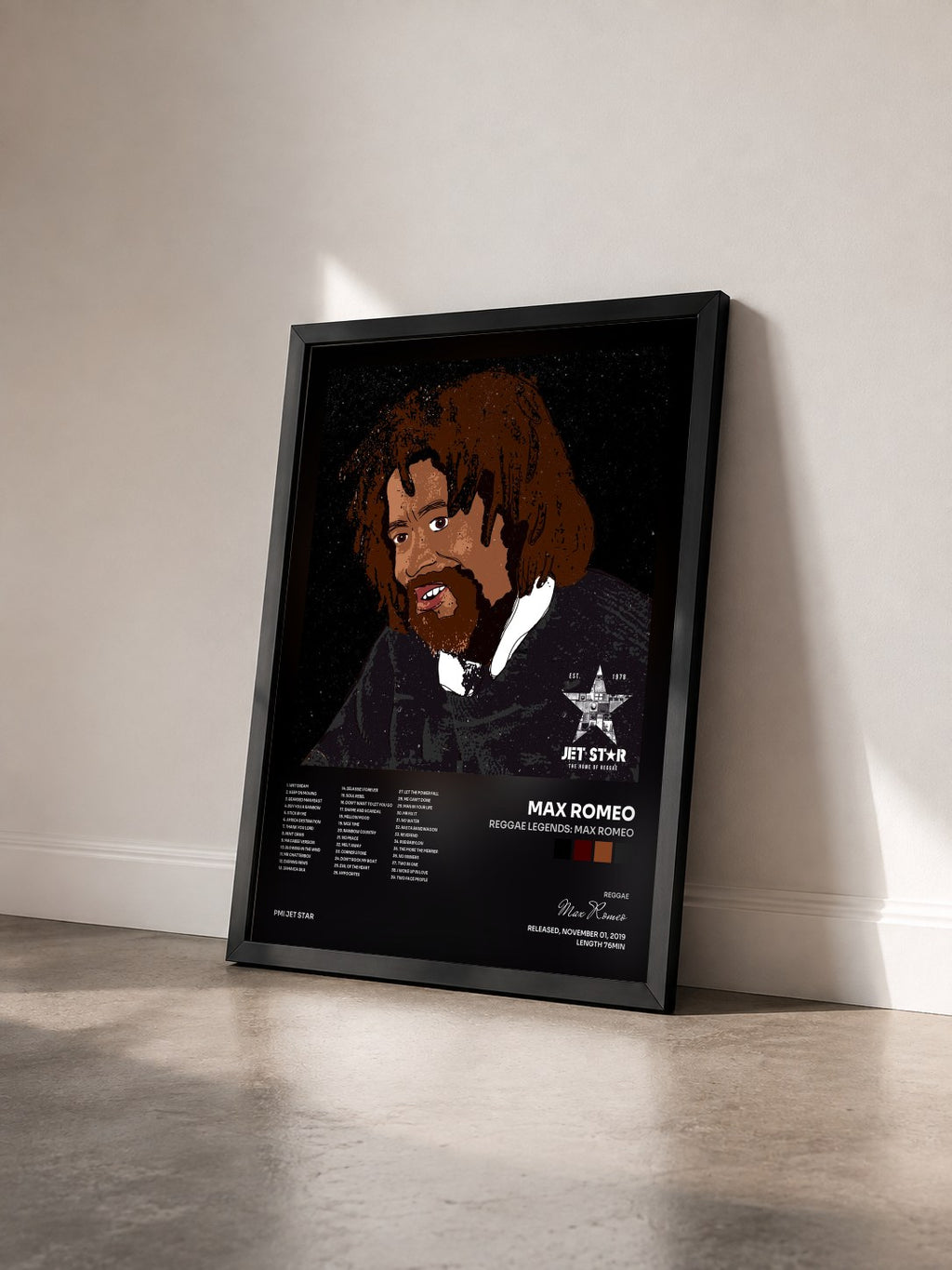 #noir Tableau de l'album Reggae Legends: Max Romeo de Max Romeo vu de trois quarts, cadre noir