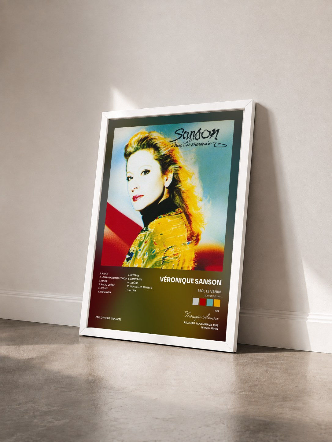 #blanc Moi, le venin (Edition Deluxe) di Véronique Sanson in stampa incorniciata vista di tre quarti, cornice bianca