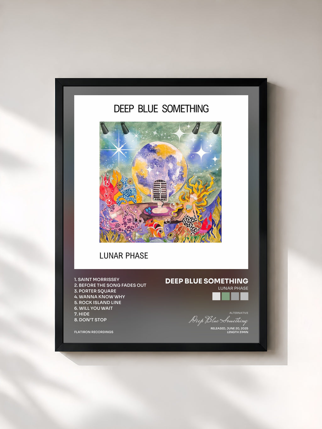 #noir Tableau de l'album Lunar Phase de Deep Blue Something, cadre noir, imprimé et encadré en France