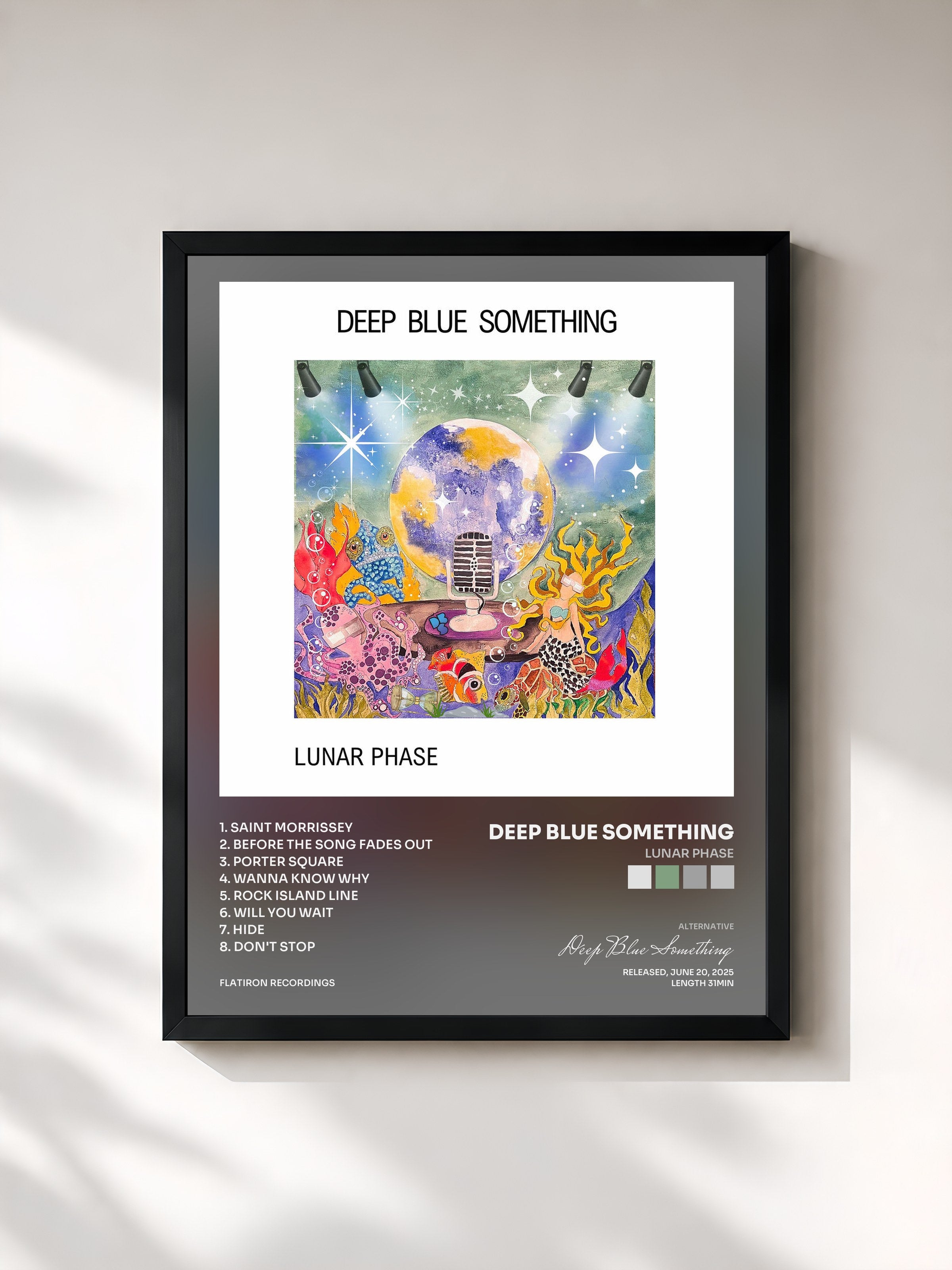 #noir Tableau de l'album Lunar Phase de Deep Blue Something, cadre noir, imprimé et encadré en France