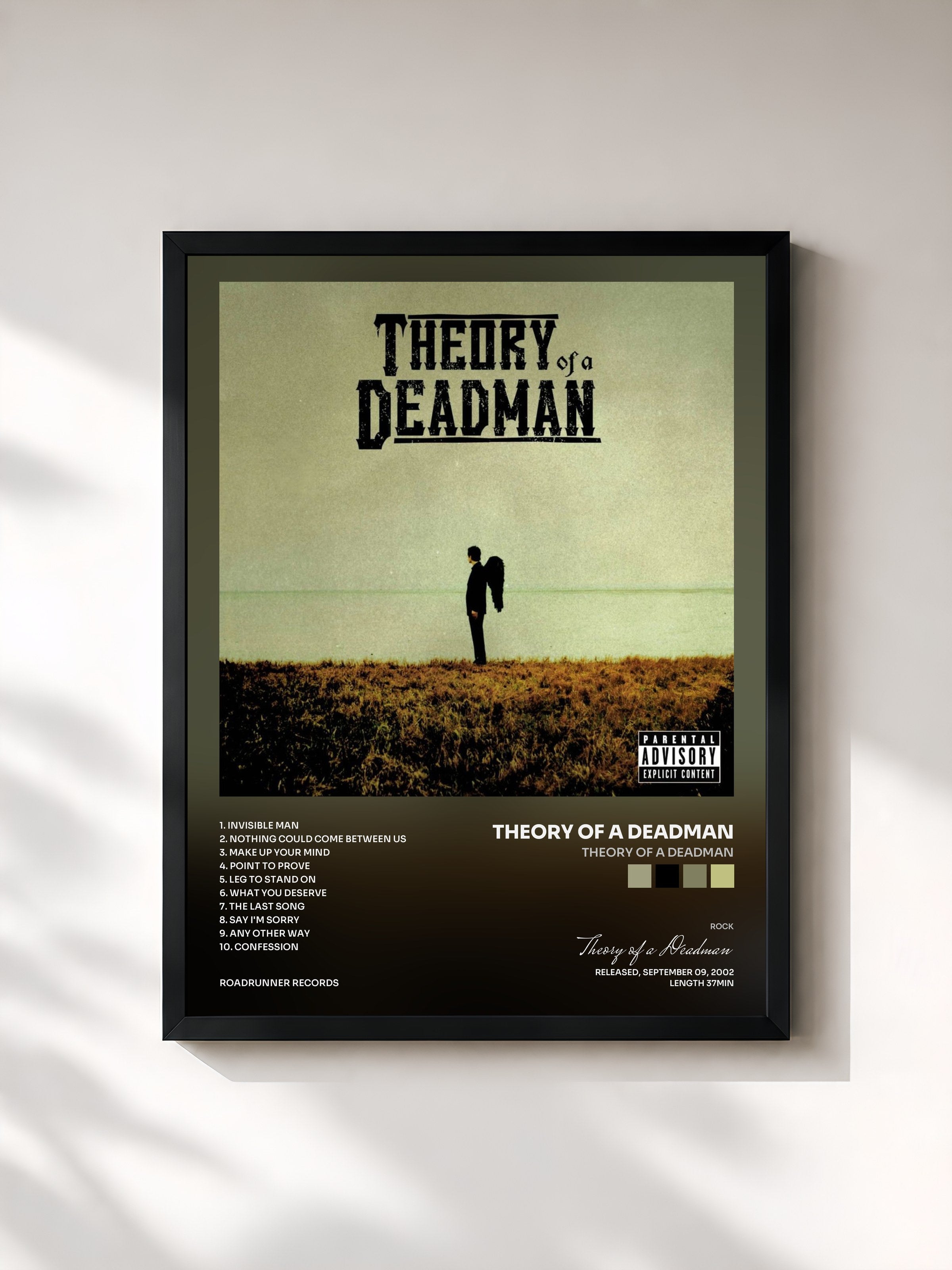 #noir Tableau de l'album Theory of a Deadman de Theory of a Deadman, cadre noir, imprimé et encadré en France