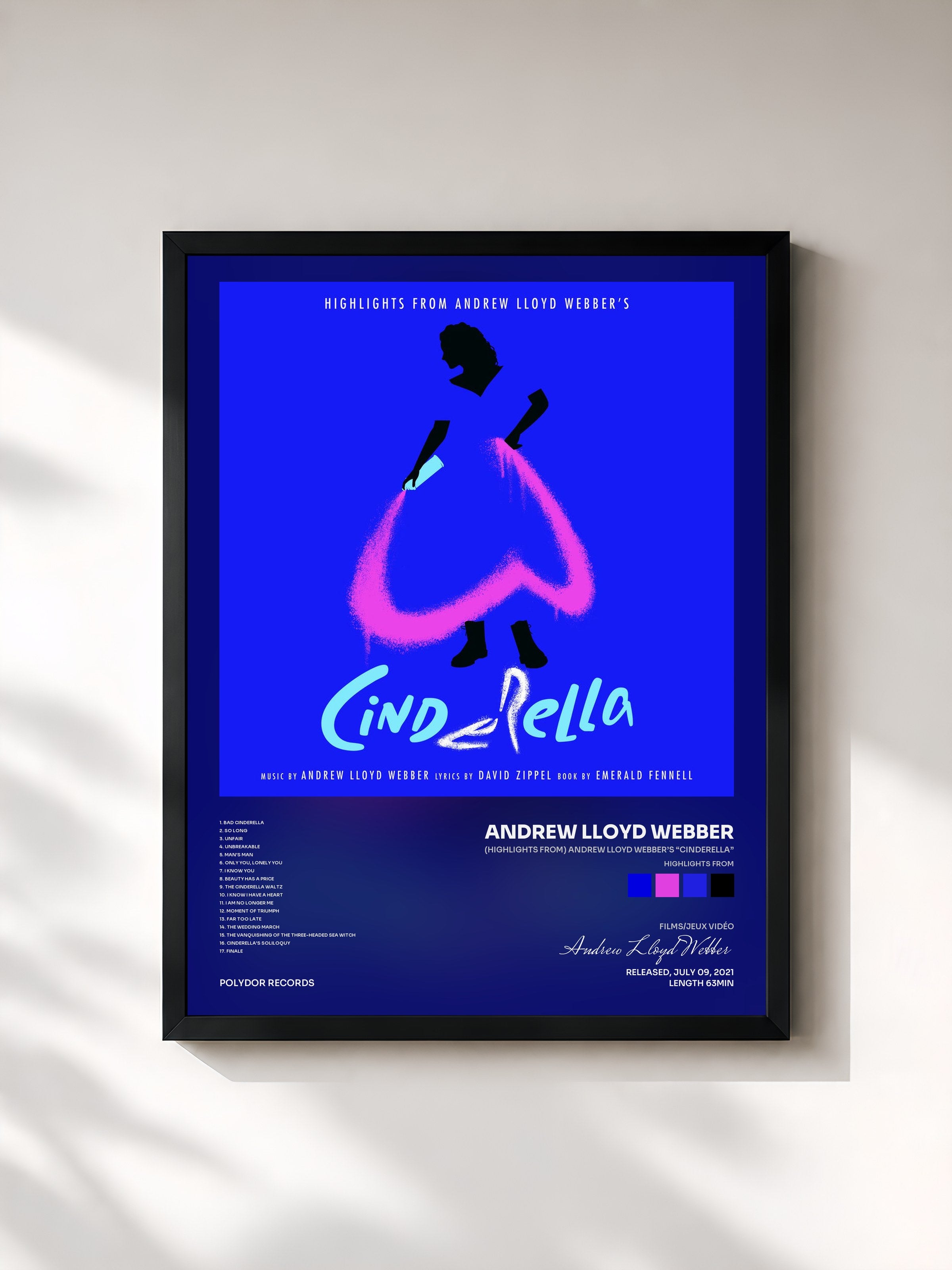 #noir Tableau de l'album (Highlights From) Andrew Lloyd Webber’s “Cinderella” de Andrew Lloyd Webber, cadre noir, imprimé et encadré en France