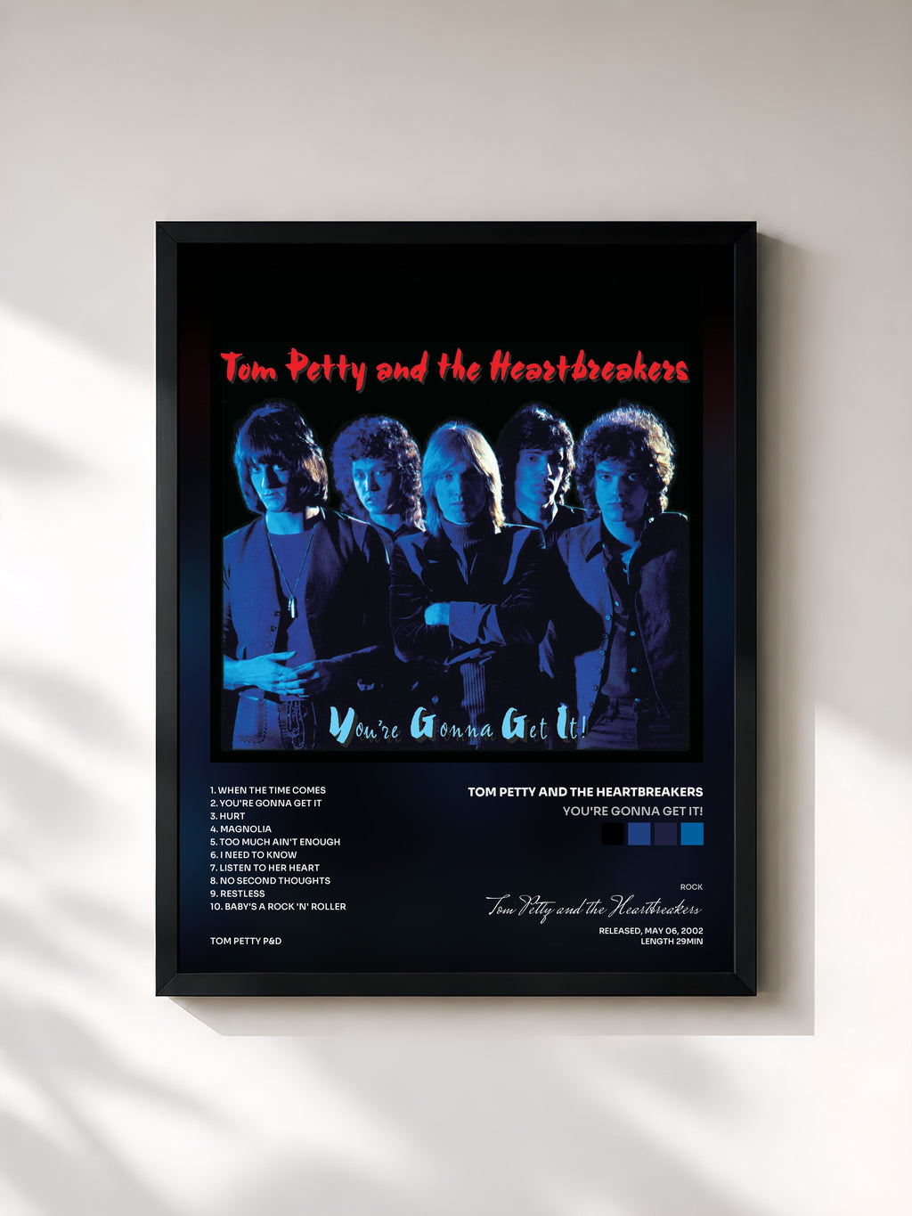 #noir Tableau de l'album You're Gonna Get It! de Tom Petty and the Heartbreakers, cadre noir, imprimé et encadré en France