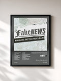 #noir Tableau de l'album Fake News de Pinguini Tattici Nucleari, cadre noir, imprimé et encadré en France