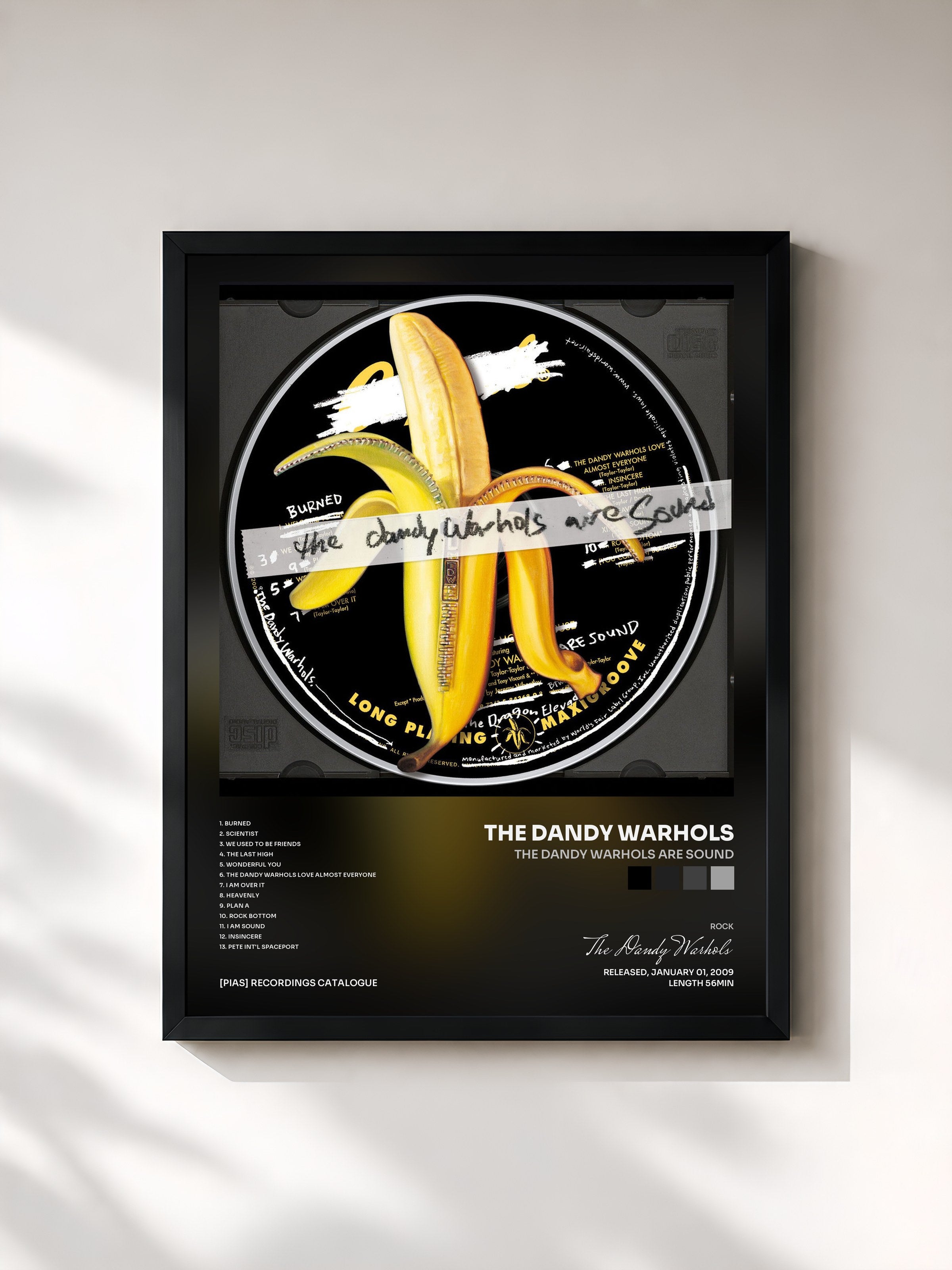 #noir Tableau de l'album The Dandy Warhols Are Sound de The Dandy Warhols, cadre noir, imprimé et encadré en France