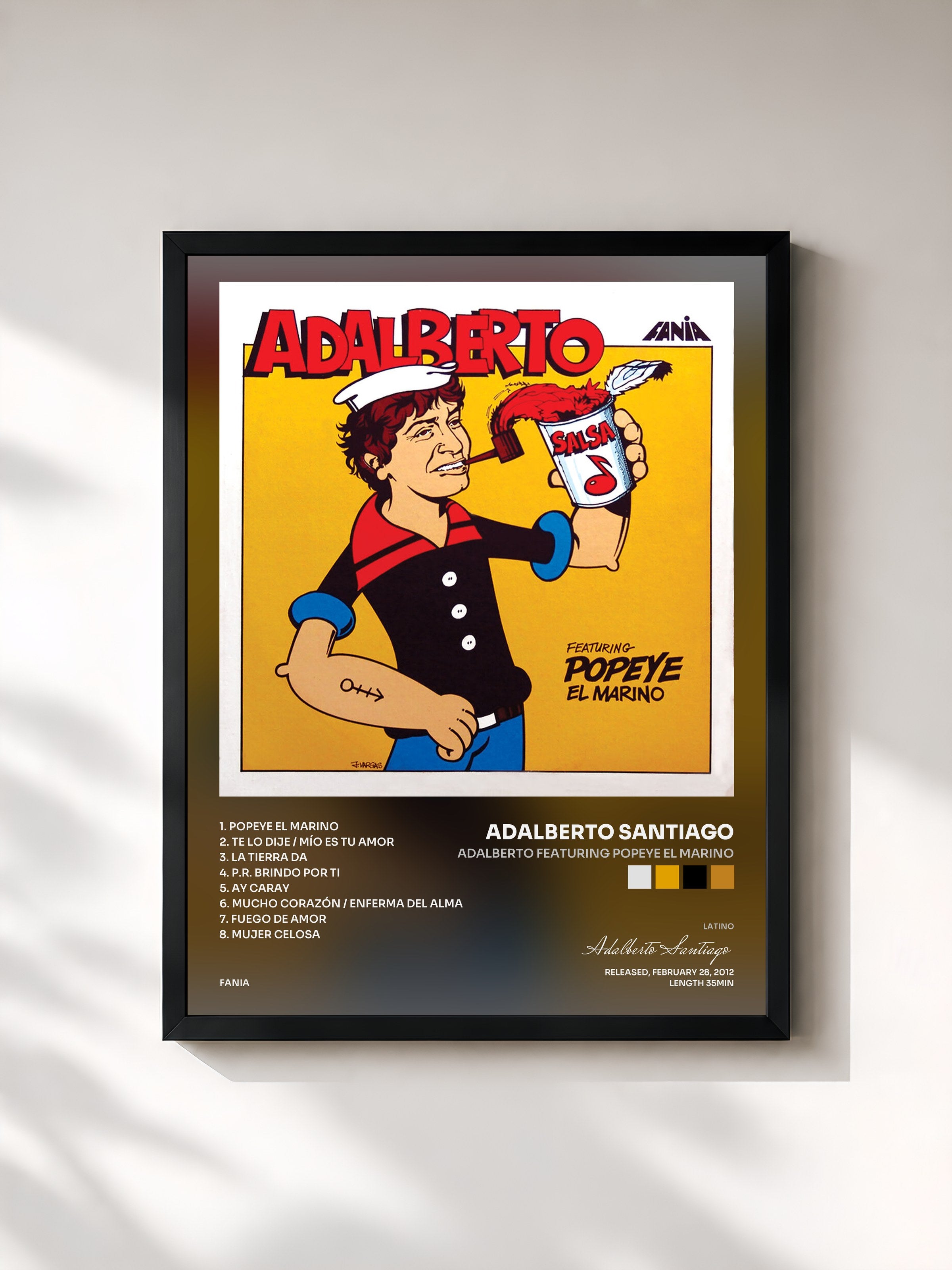 #noir Tableau de l'album Adalberto Featuring Popeye El Marino de Adalberto Santiago, cadre noir, imprimé et encadré en France