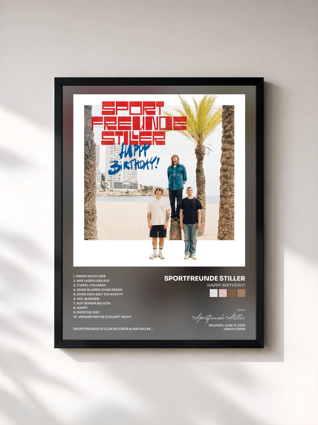 #noir Tableau de l'album Happy Birthday! de Sportfreunde Stiller, cadre noir, imprimé et encadré en France
