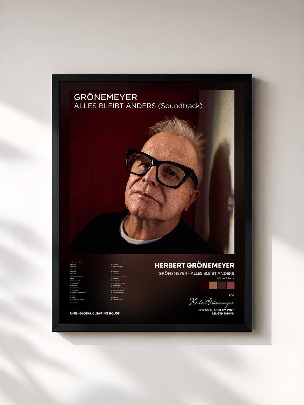 #noir Grönemeyer - Alles bleibt anders (Soundtrack) von Herbert Grönemeyer als gerahmter Kunstdruck, schwarzer Rahmen, gedruckt und gerahmt in Frankreich
