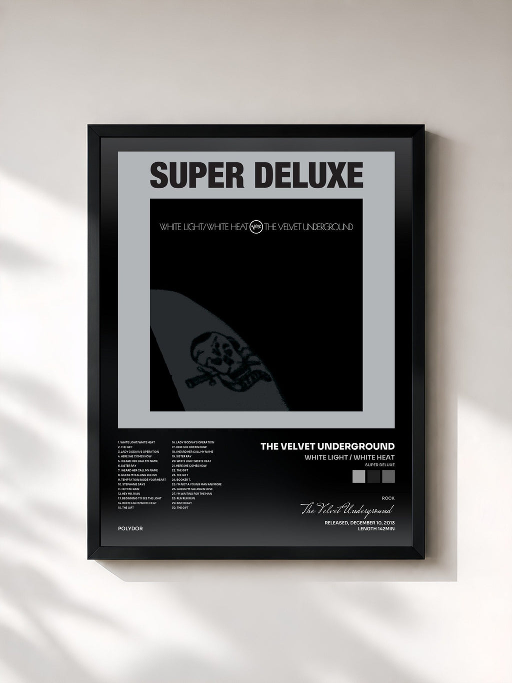 #noir White Light / White Heat (Super Deluxe) de The Velvet Underground en lámina enmarcada, marco negro, impresa y enmarcada en Francia