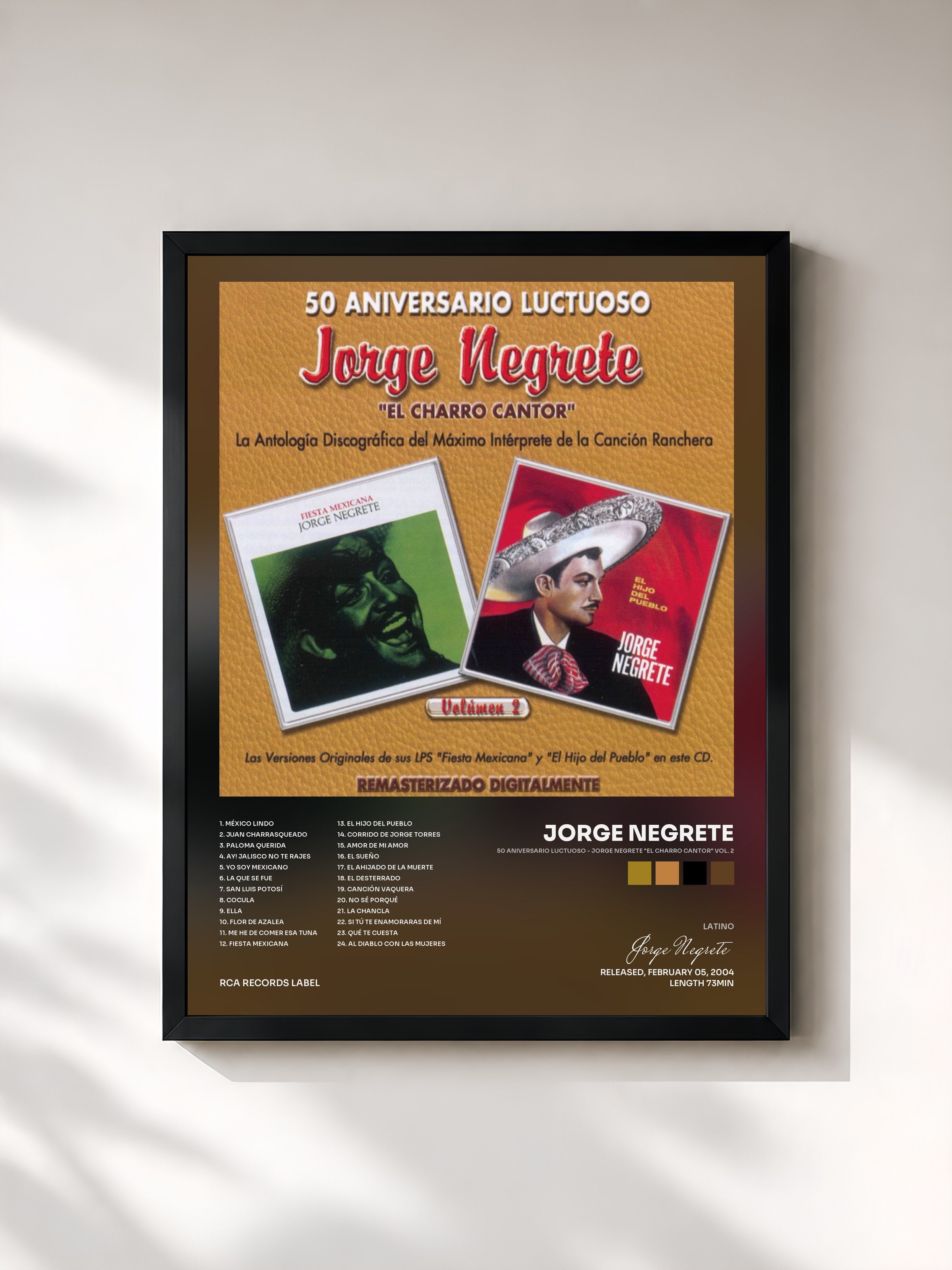 #noir Tableau de l'album 50 Aniversario Luctuoso - Jorge Negrete "El Charro Cantor" Vol. 2 de Jorge Negrete, cadre noir, imprimé et encadré en France