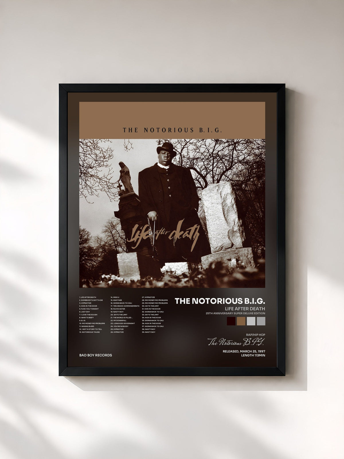 #noir Tableau de l'album Life After Death (25th Anniversary Super Deluxe Edition) de The Notorious B.I.G., cadre noir, imprimé et encadré en France