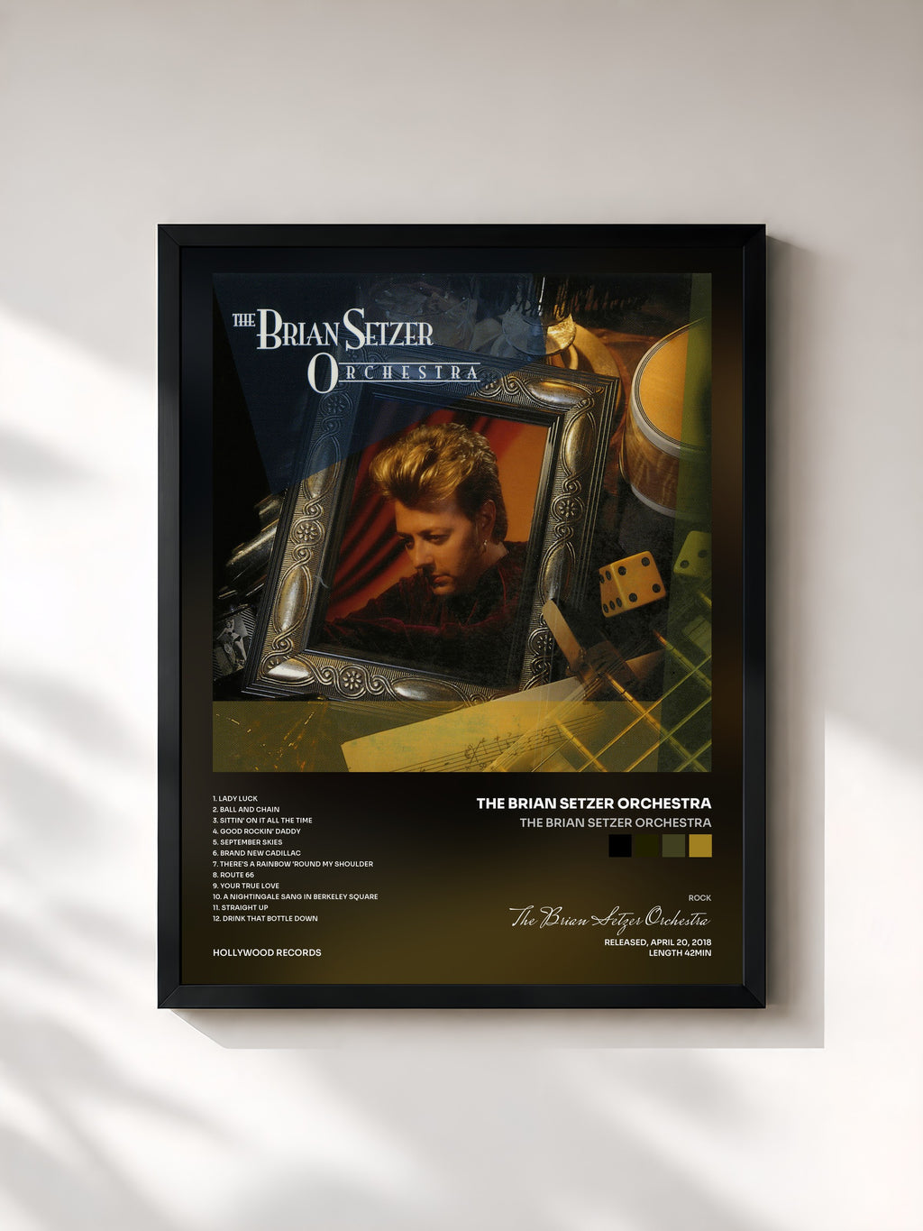#noir Tableau de l'album The Brian Setzer Orchestra de The Brian Setzer Orchestra, cadre noir, imprimé et encadré en France