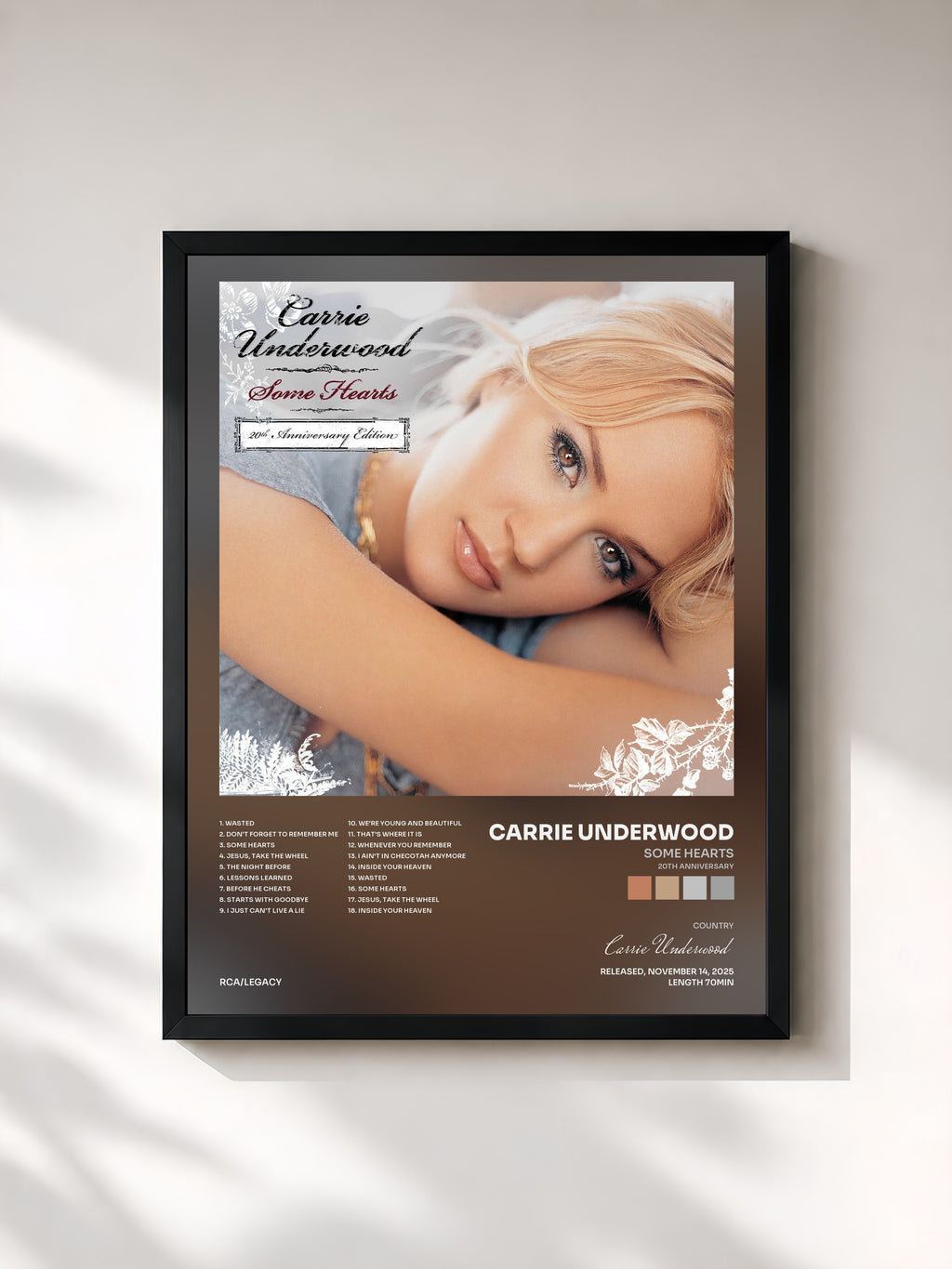 #noir Tableau de l'album Some Hearts (20th Anniversary) de Carrie Underwood, cadre noir, imprimé et encadré en France