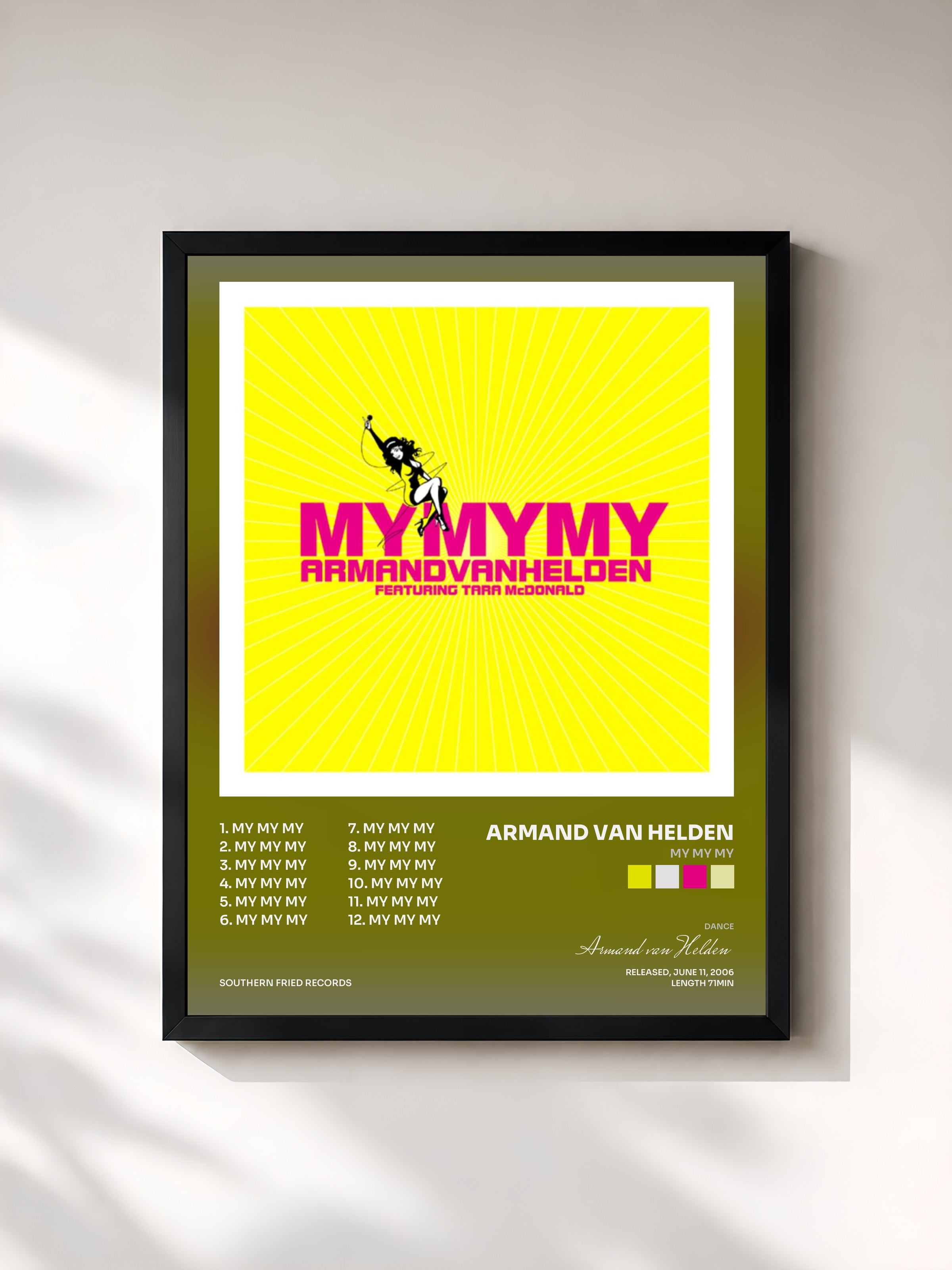 #noir Tableau de l'album My My My de Armand van Helden, cadre noir, imprimé et encadré en France