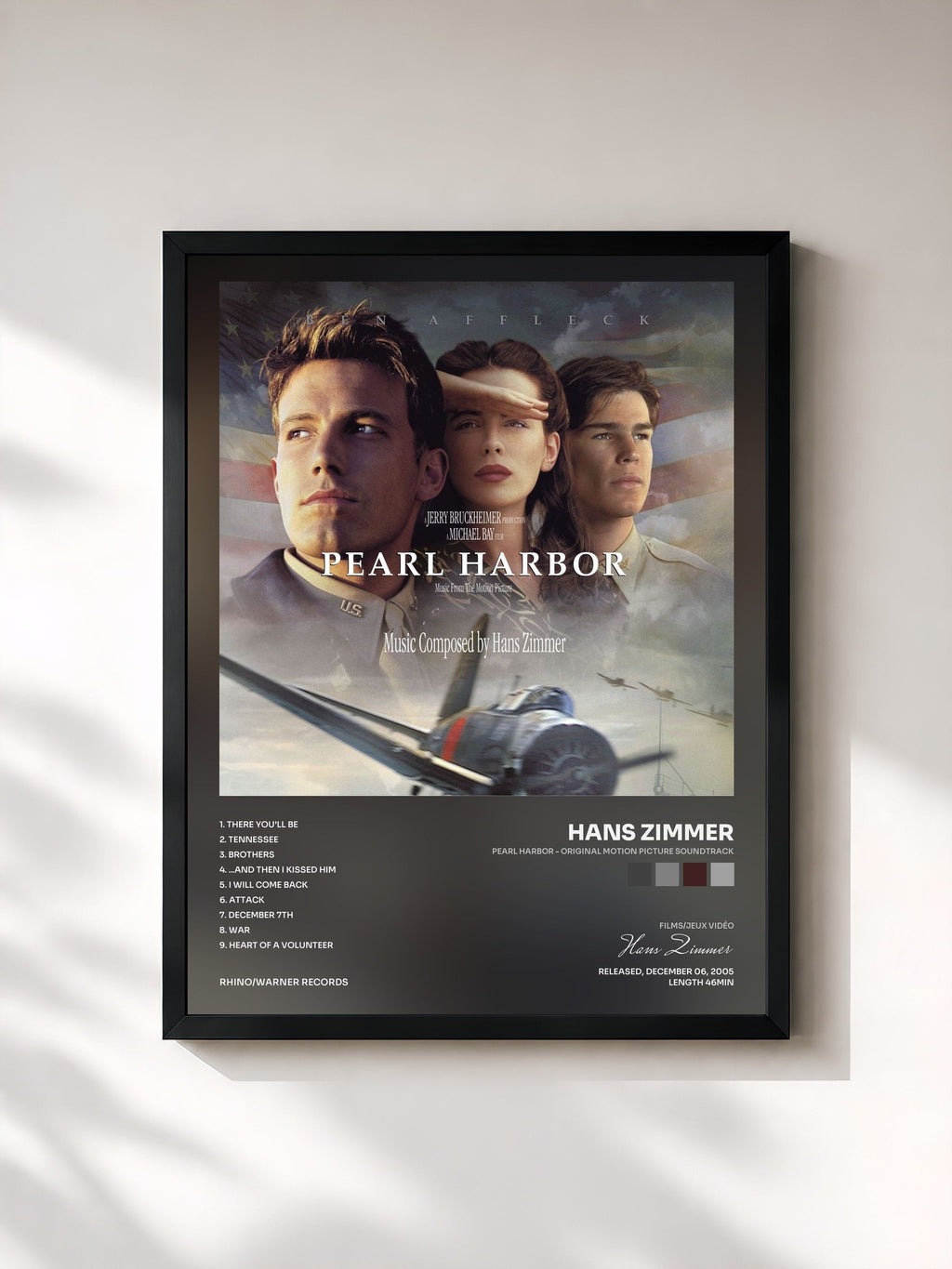 #noir Pearl Harbor - Original Motion Picture Soundtrack di Hans Zimmer in stampa incorniciata, cornice nera, stampata e incorniciata in Francia